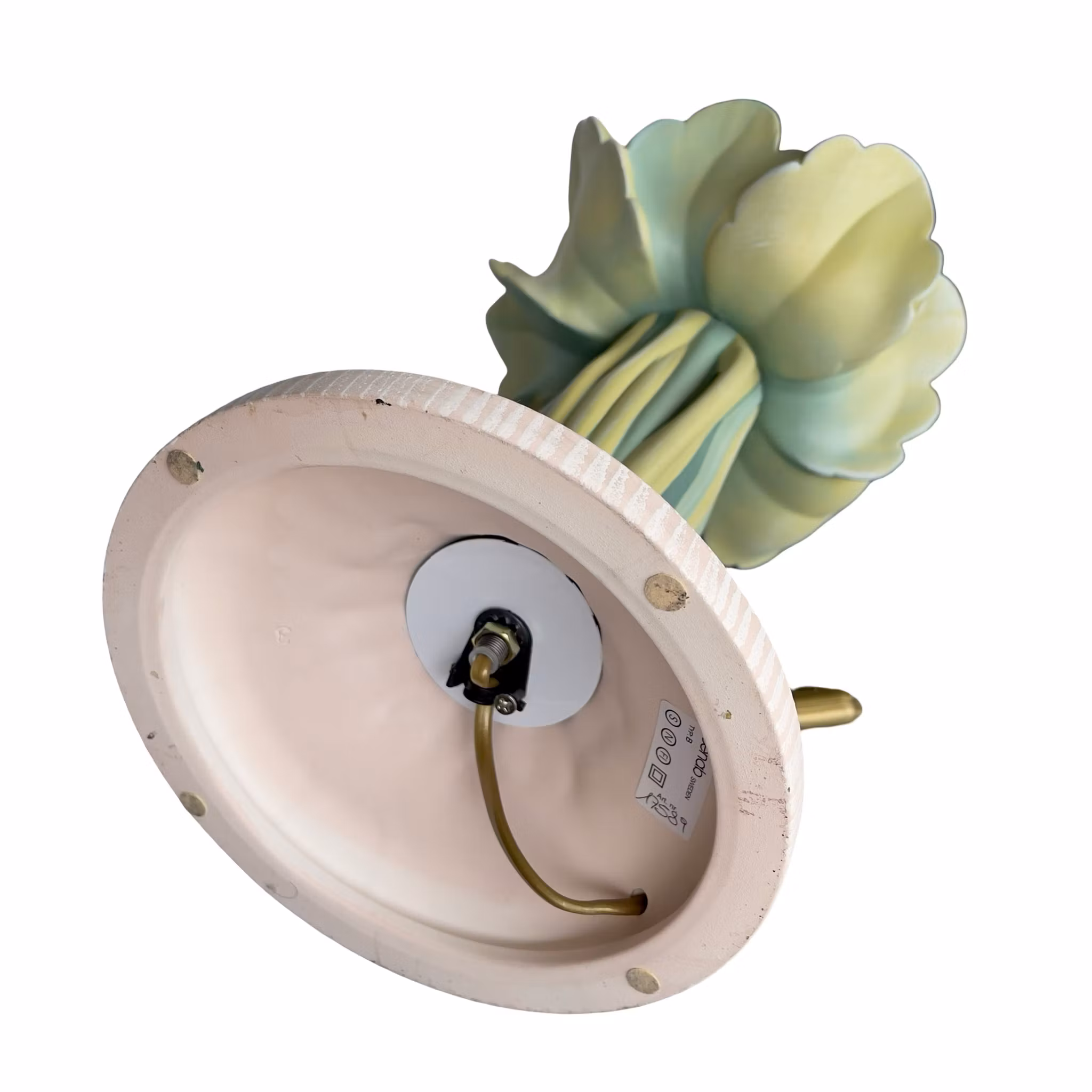 Benab Sweden - Vintage keramik bordslampa - Blommor och blad