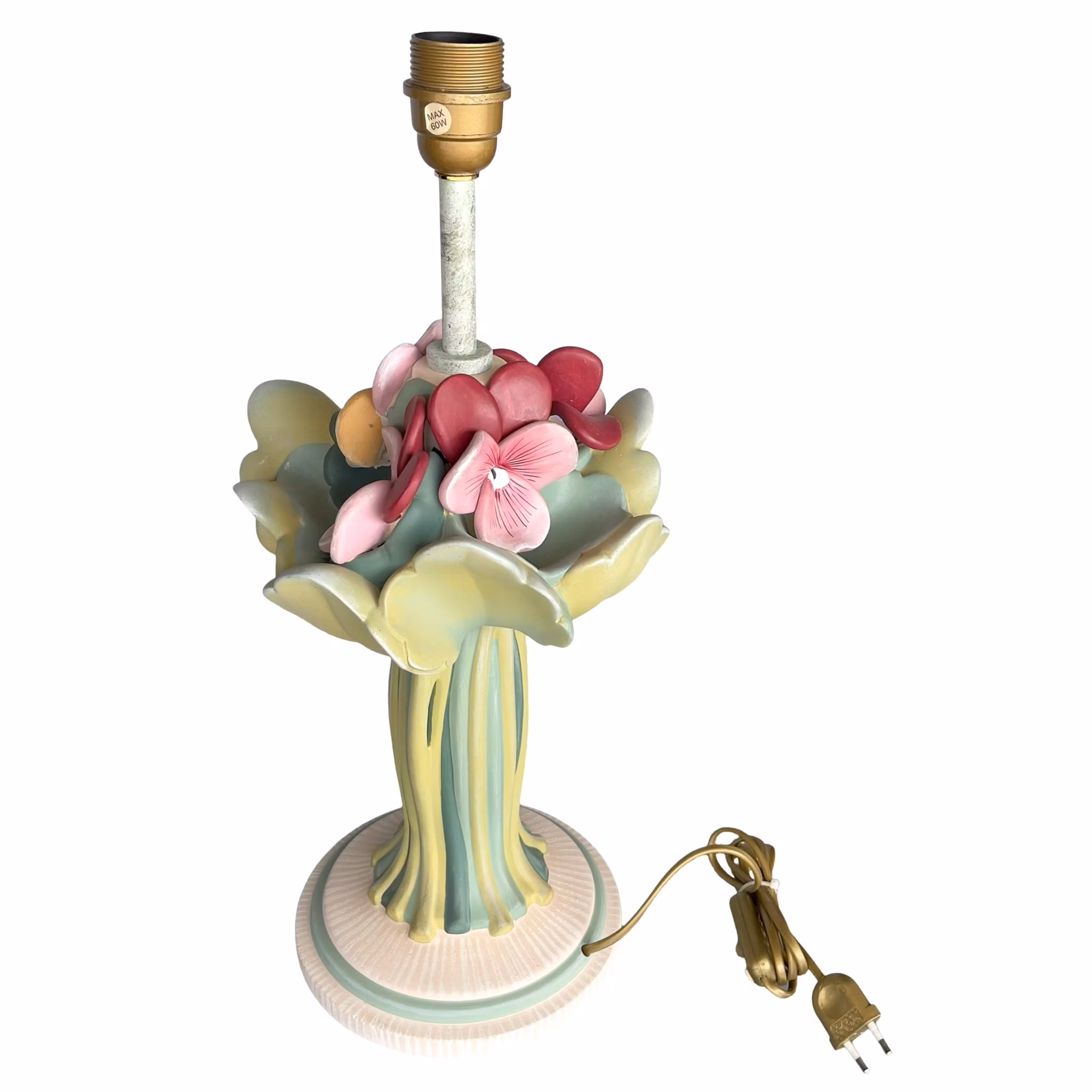 Benab Sweden - Vintage keramik bordslampa - Blommor och blad