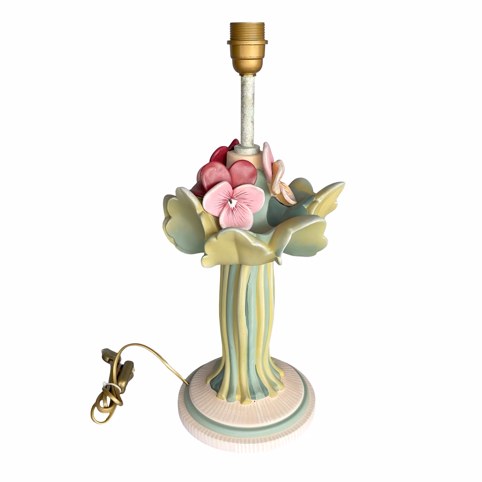 Benab Sweden - Vintage keramik bordslampa - Blommor och blad