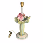 Benab Sweden - Vintage keramik bordslampa - Blommor och blad