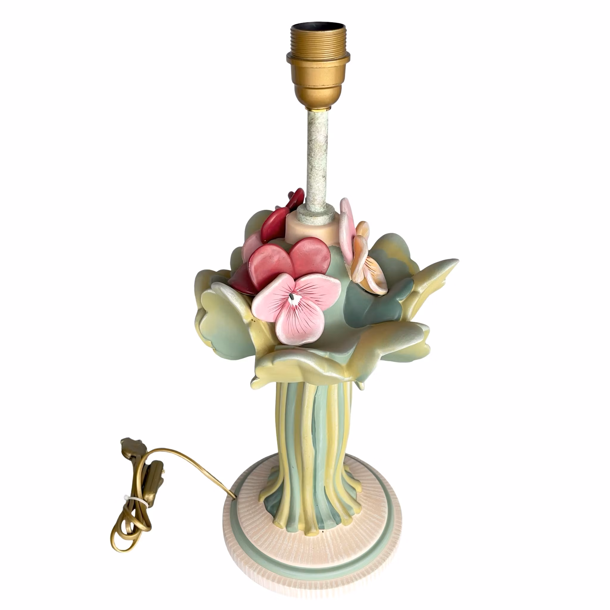 Benab Sweden - Vintage keramik bordslampa - Blommor och blad