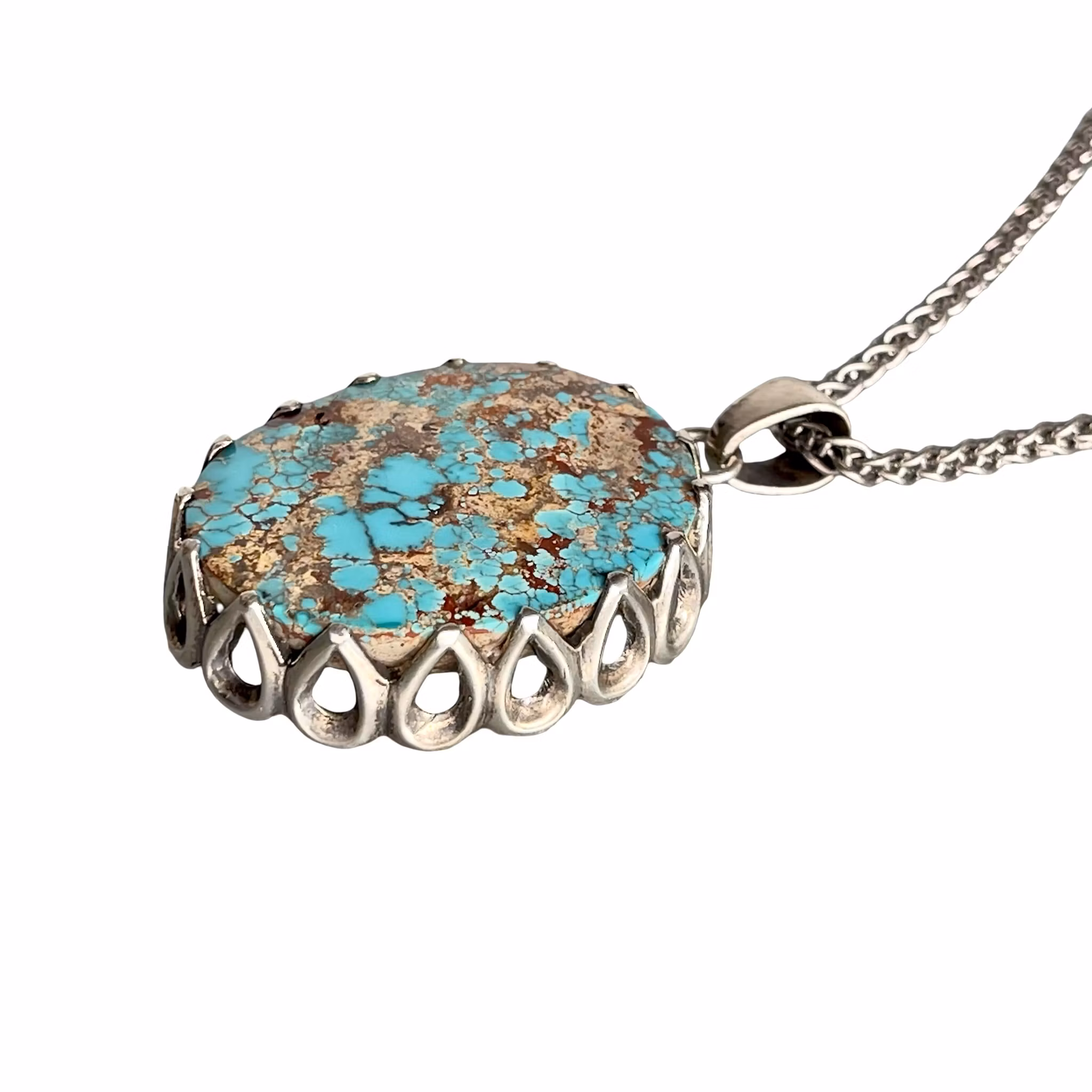 Exklusivt Nishapur turkos halsband ca 120 ct - Starling silver 925