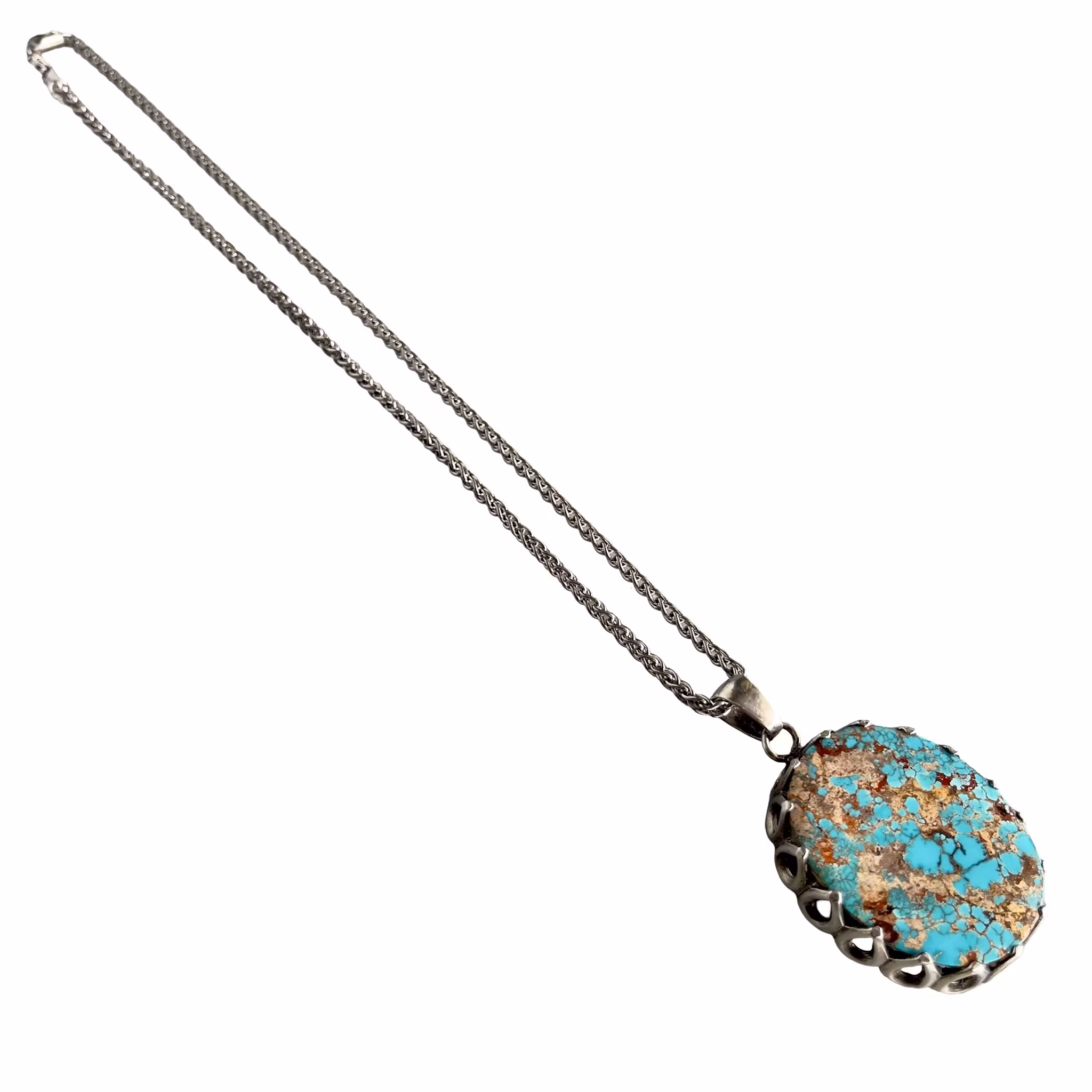 Exklusivt Nishapur turkos halsband ca 120 ct - Starling silver 925