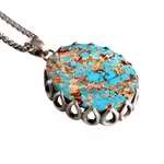 Exklusivt Nishapur turkos halsband ca 120 ct - Starling silver 925