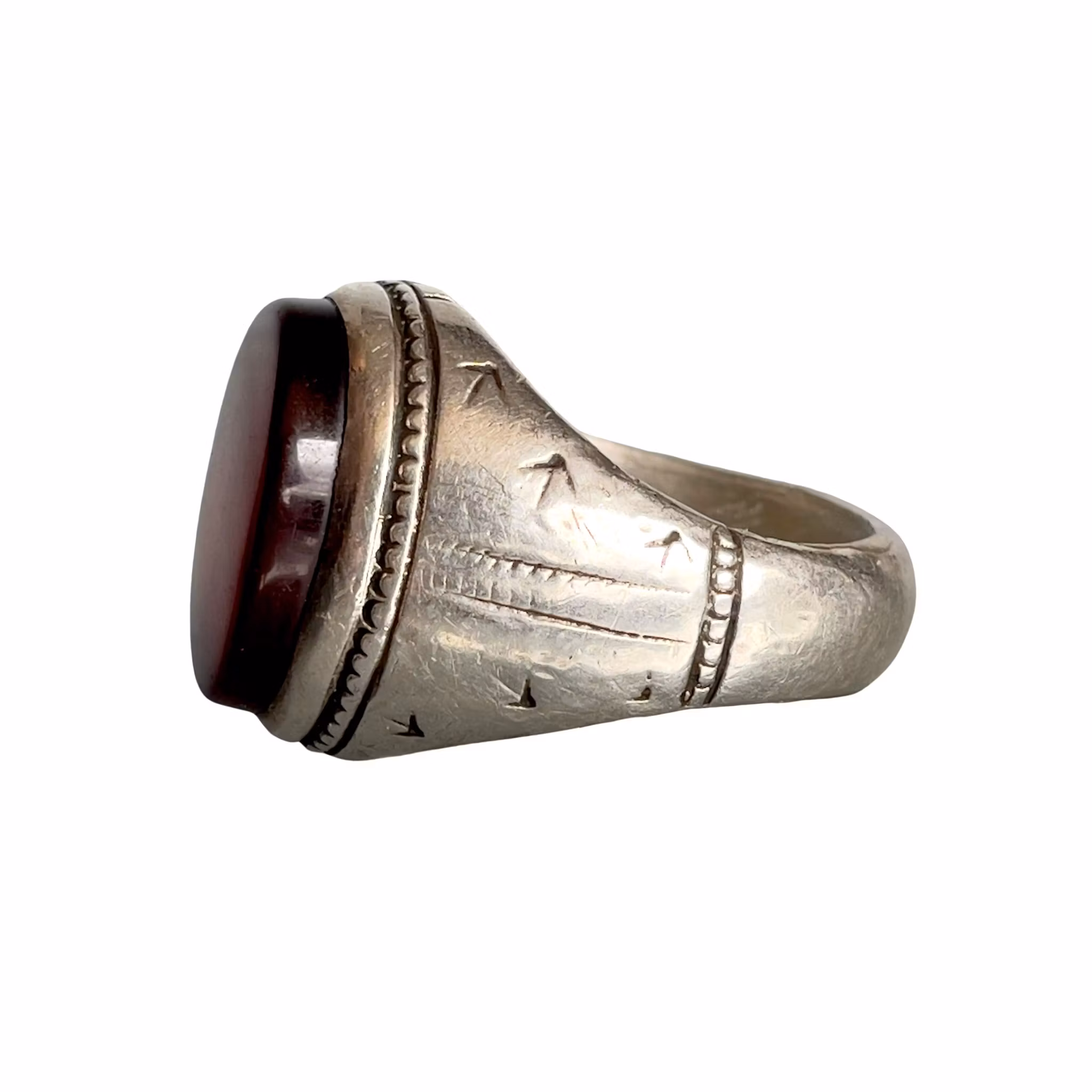 Exklusiv vintage jemenitisk silverring med Aqeeq Kabdi Agat - ca 12 ct