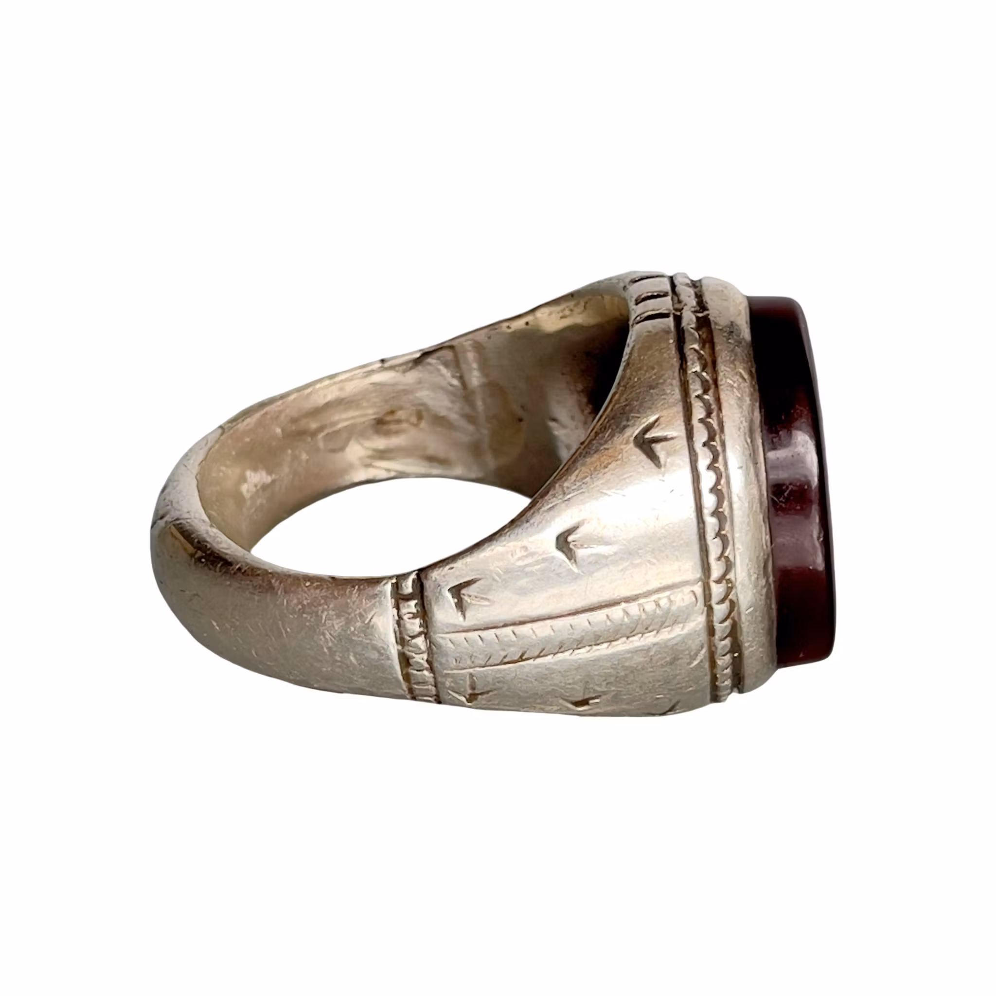 Exklusiv vintage jemenitisk silverring med Aqeeq Kabdi Agat - ca 12 ct