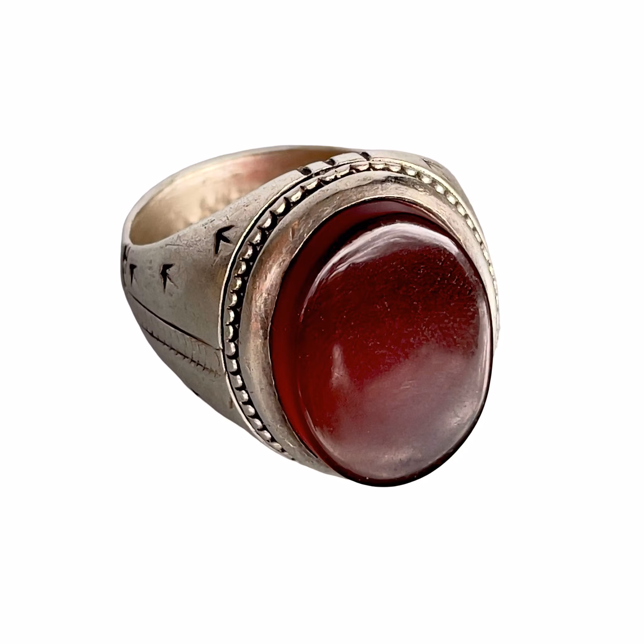 Exklusiv vintage jemenitisk silverring med Aqeeq Kabdi Agat - ca 12 ct