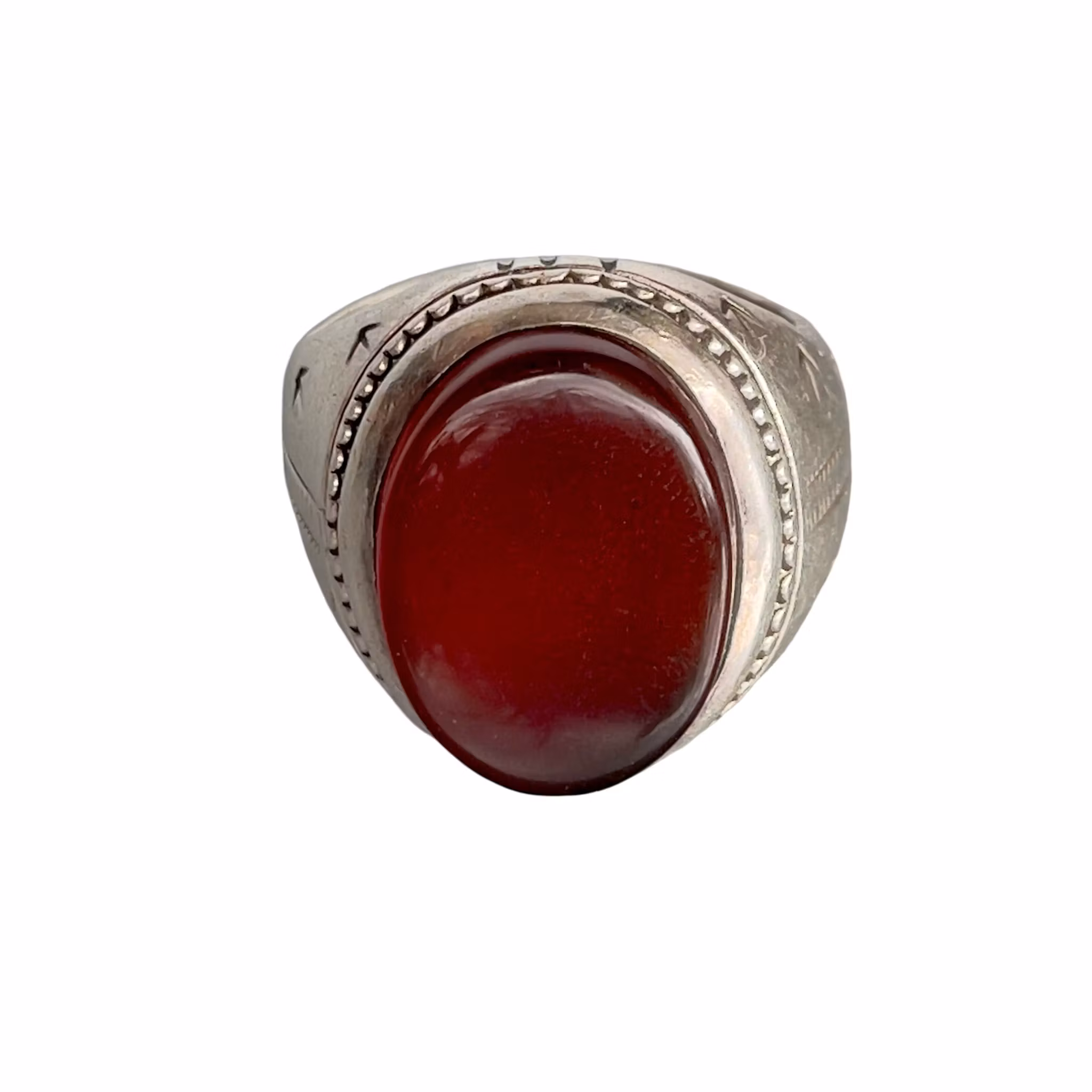 Exklusiv vintage jemenitisk silverring med Aqeeq Kabdi Agat - ca 12 ct