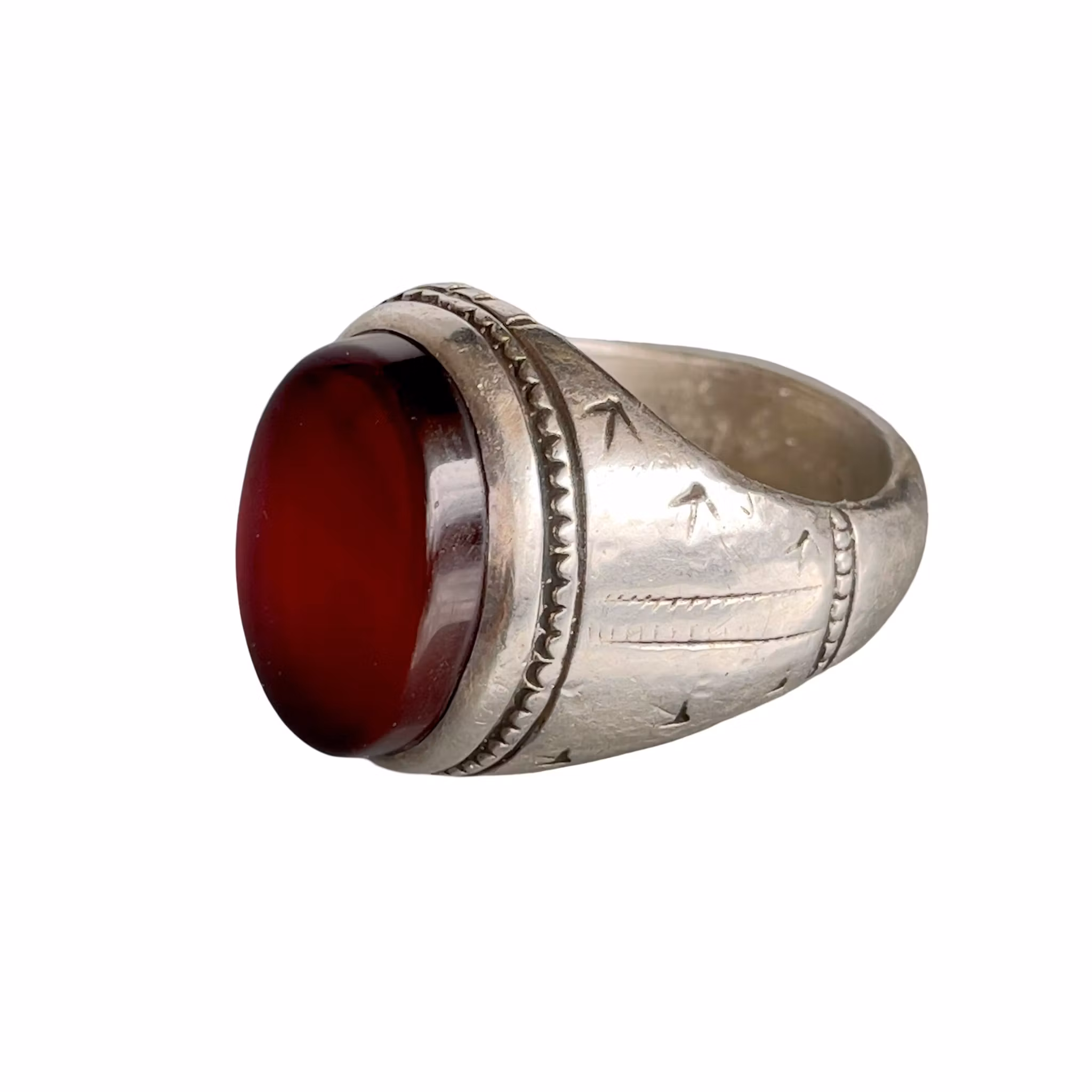 Exklusiv vintage jemenitisk silverring med Aqeeq Kabdi Agat - ca 12 ct