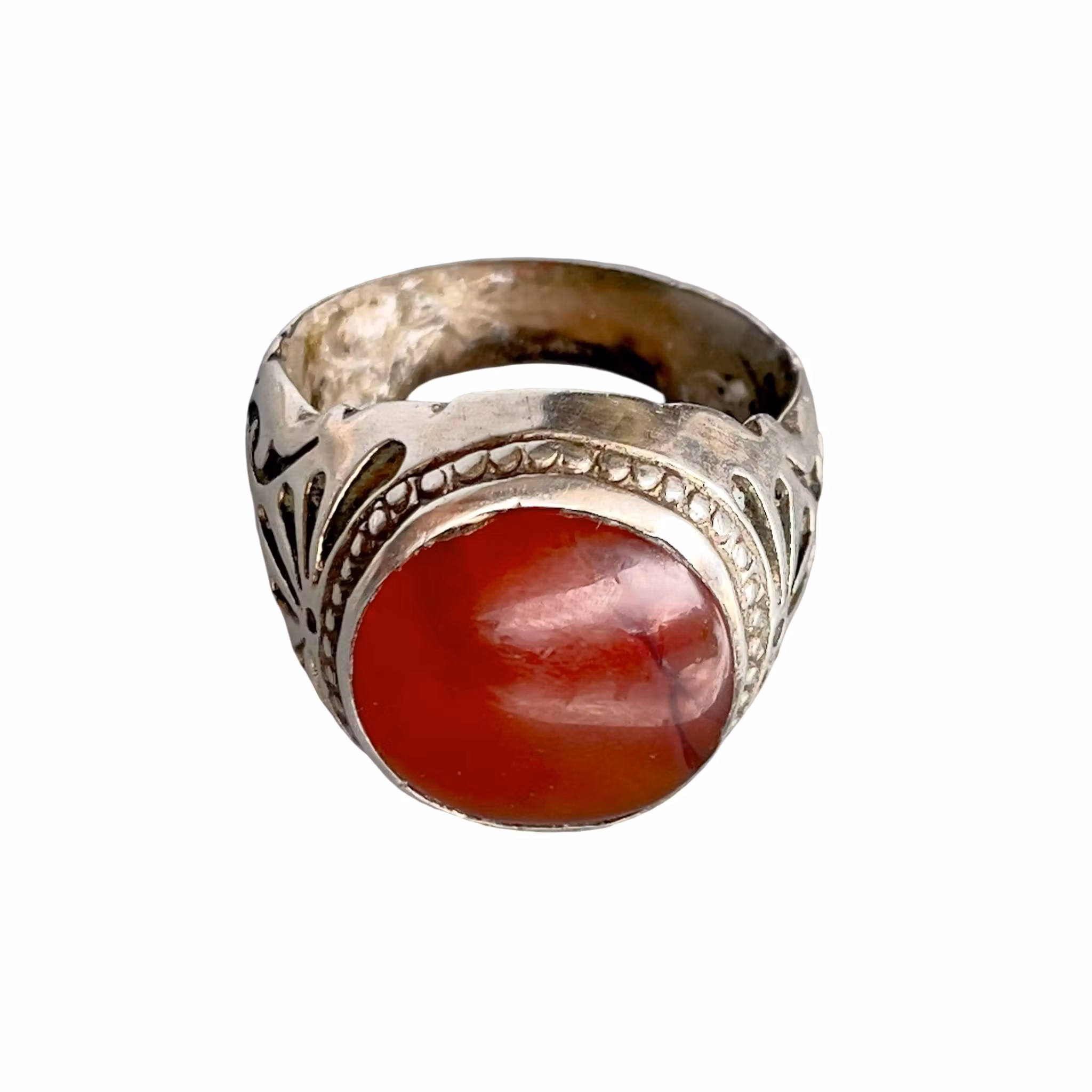 Vintage jemenitisk silverring med Aqeeq Kabdi Agat - Ca 7 ct