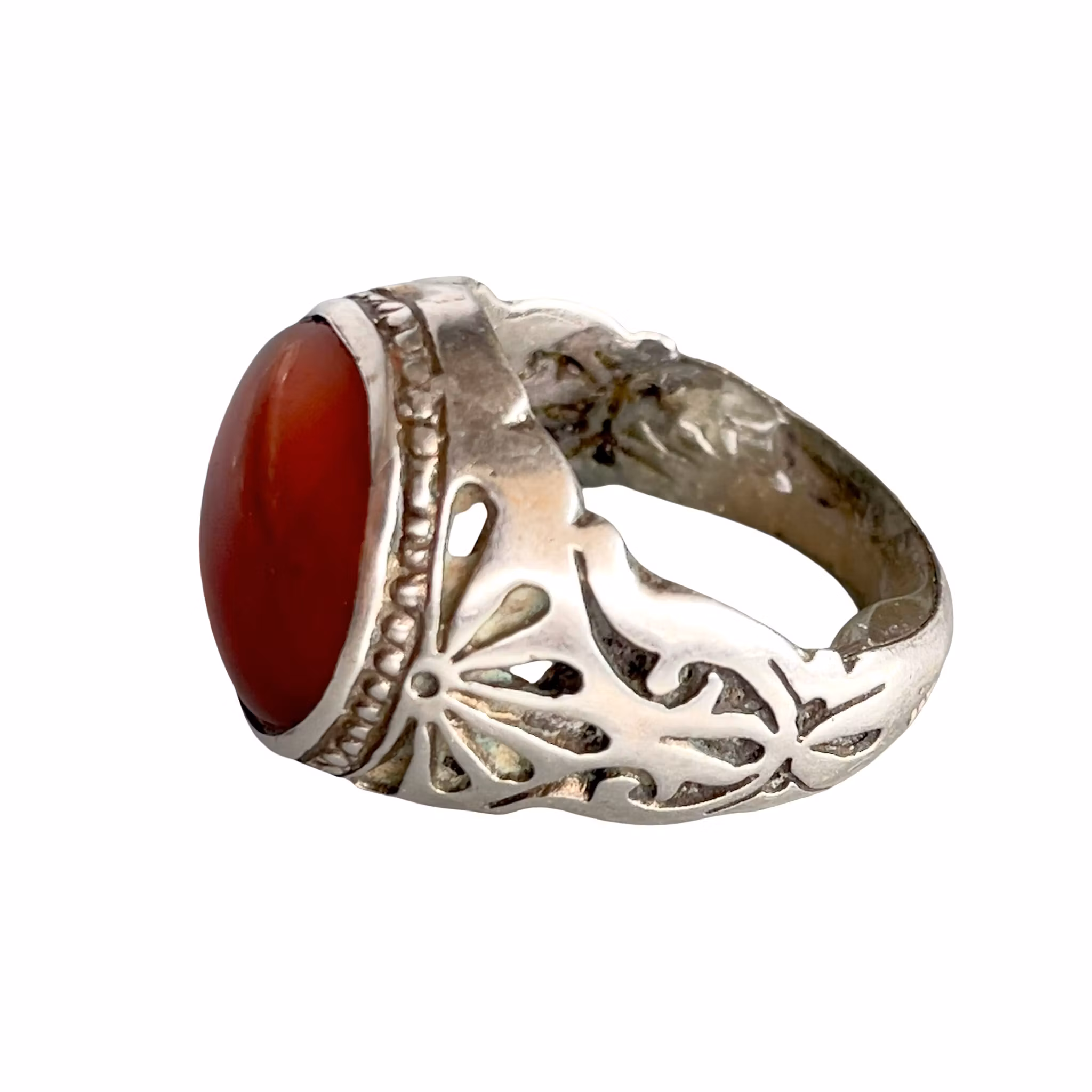 Vintage jemenitisk silverring med Aqeeq Kabdi Agat - Ca 7 ct