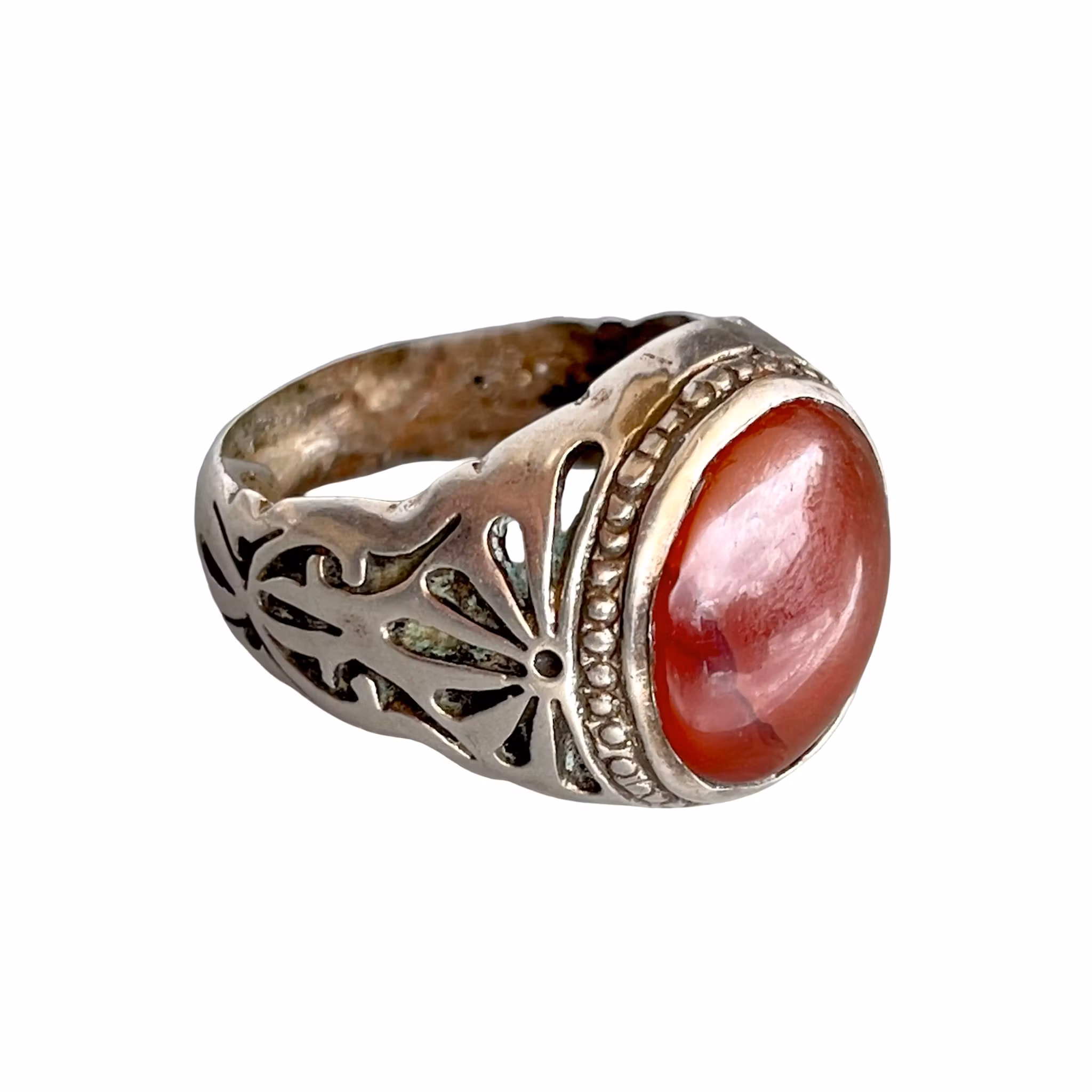 Vintage jemenitisk silverring med Aqeeq Kabdi Agat - Ca 7 ct