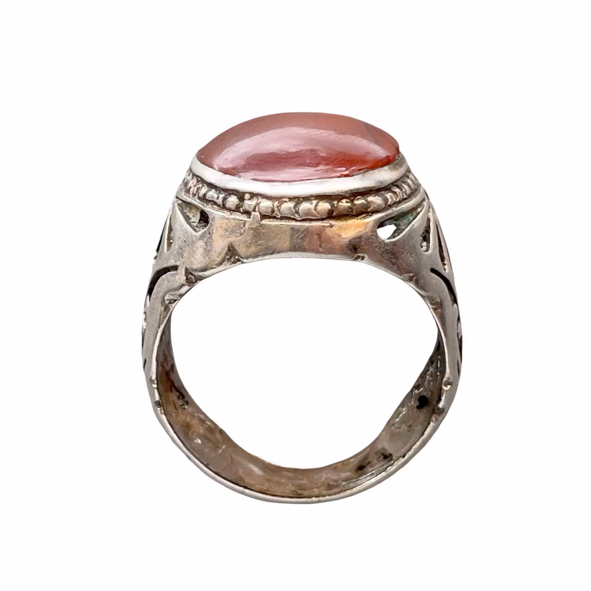 Vintage jemenitisk silverring med Aqeeq Kabdi Agat - Ca 7 ct