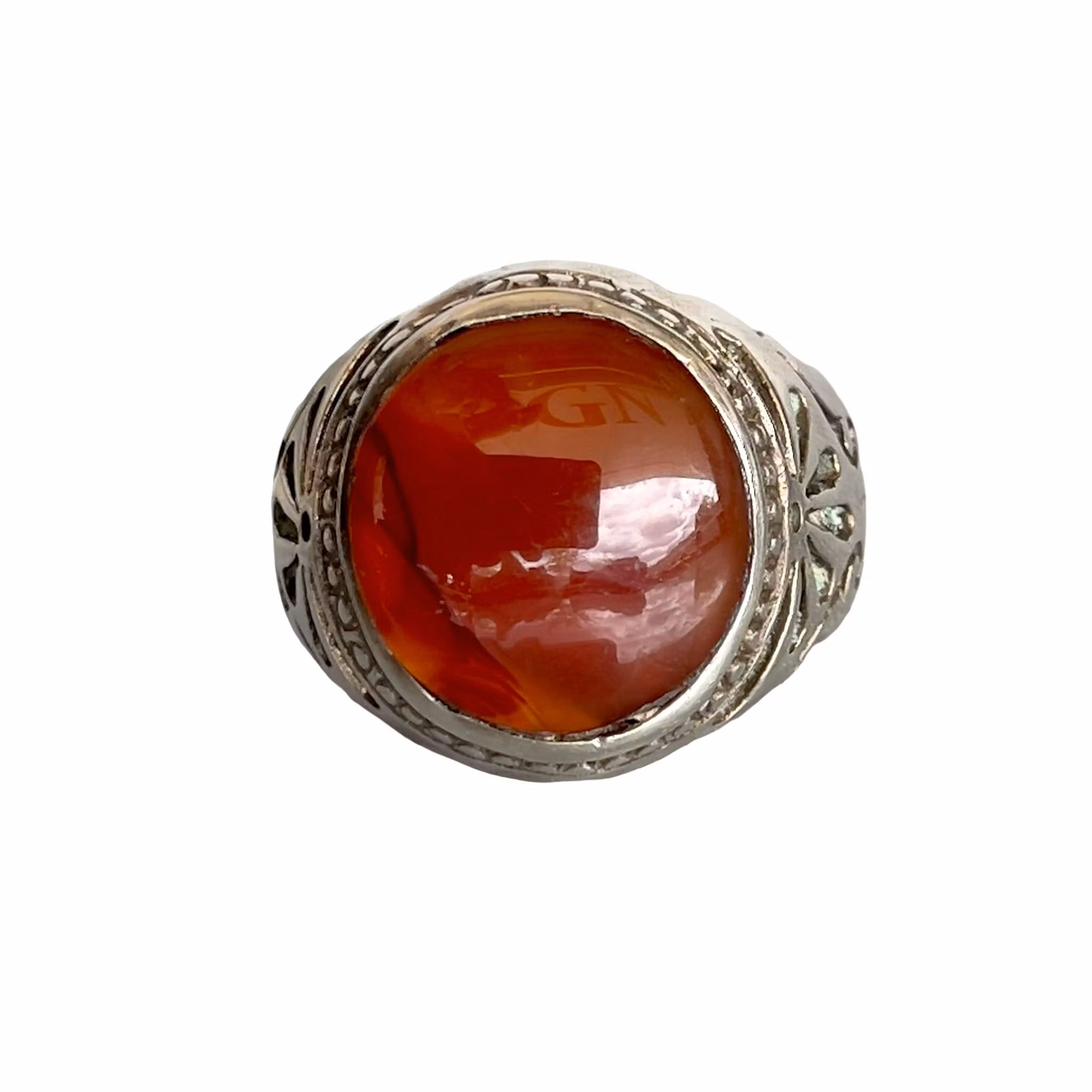 Vintage jemenitisk silverring med Aqeeq Kabdi Agat - Ca 7 ct