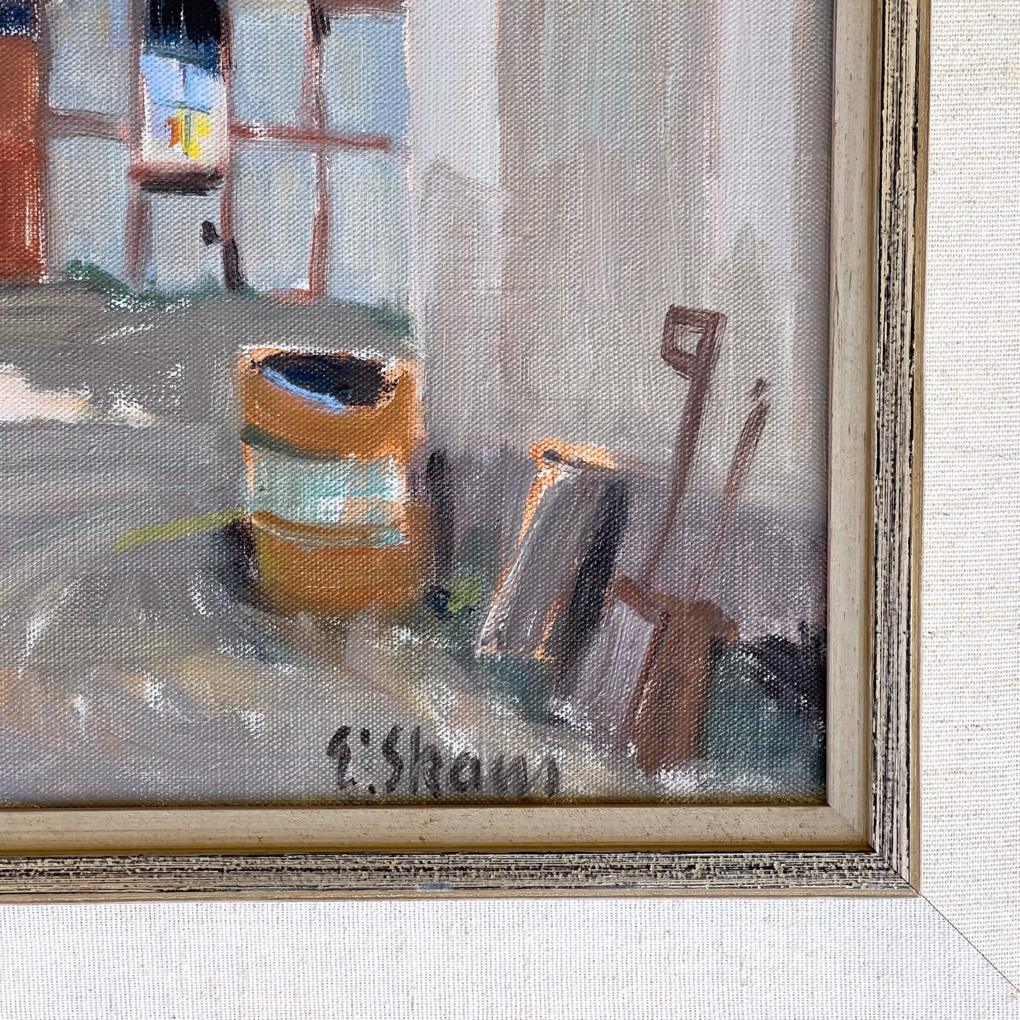 Eskil Skans (1905-1989) - Oljemålning på duk - Skånsk gårdsmiljö