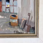 Eskil Skans (1905-1989) - Oljemålning på duk - Skånsk gårdsmiljö
