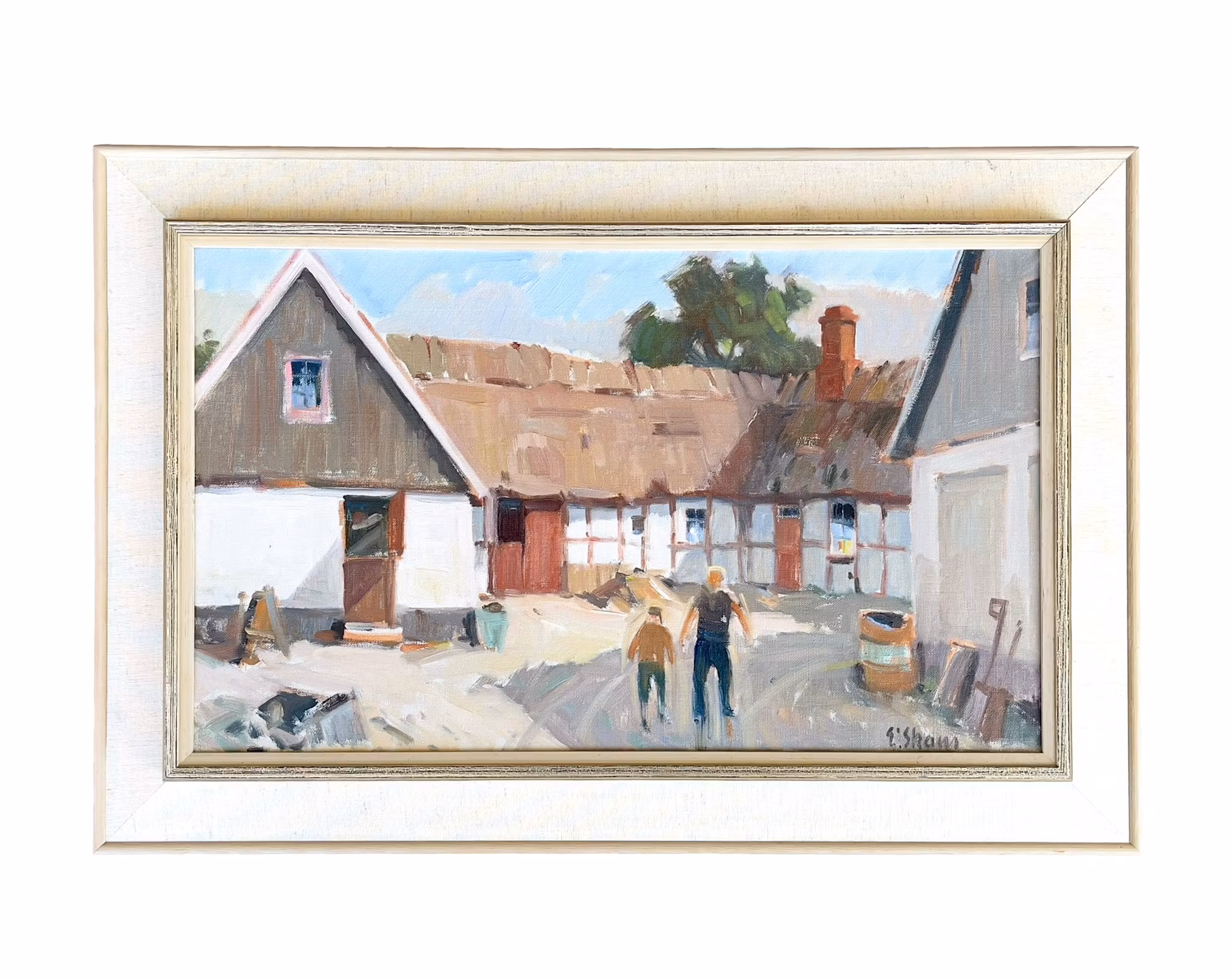 Eskil Skans (1905-1989) - Oljemålning på duk - Skånsk gårdsmiljö