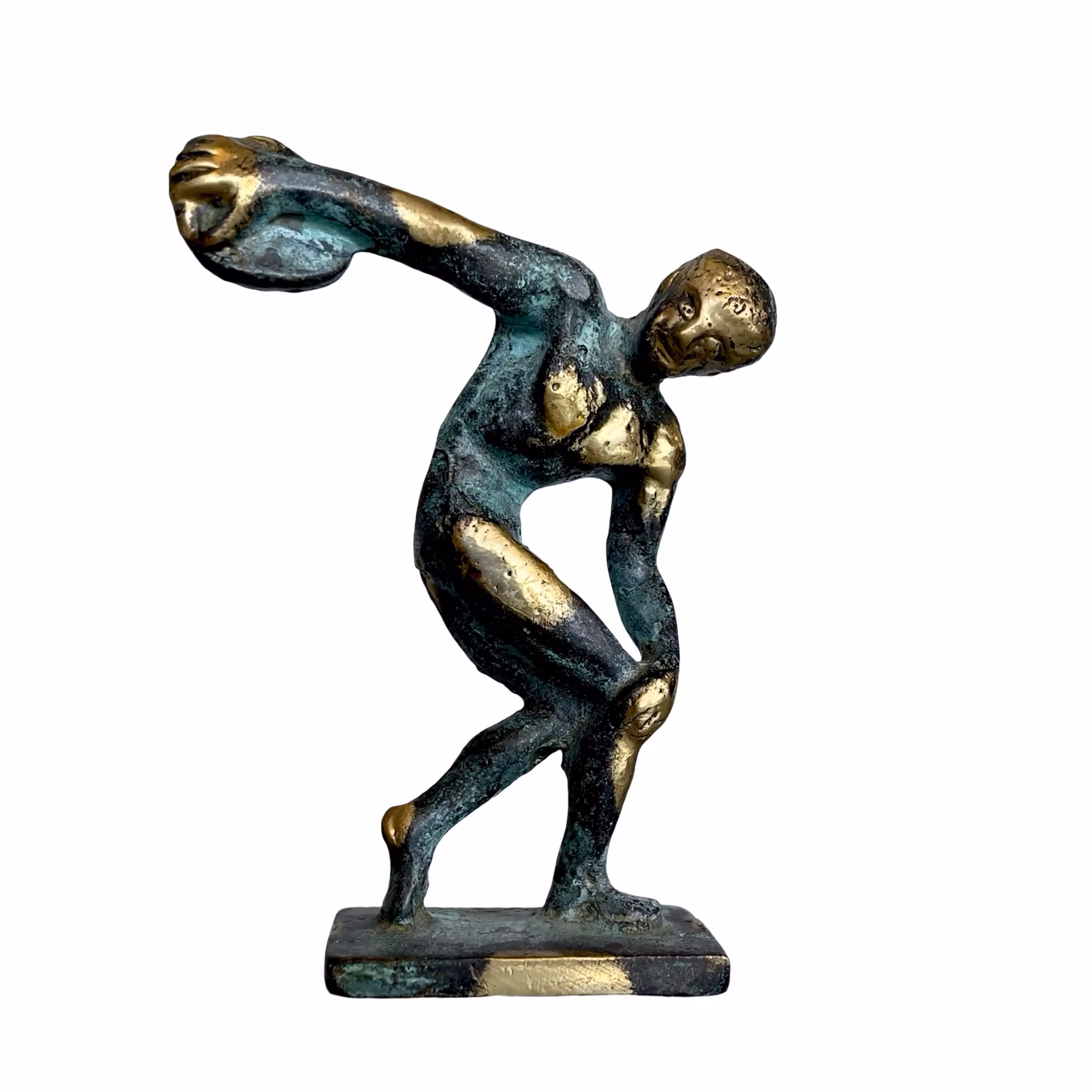 3 Äldre bronsfigurer - Diskuskastare, Hummel Hamburg och vandrande pojke