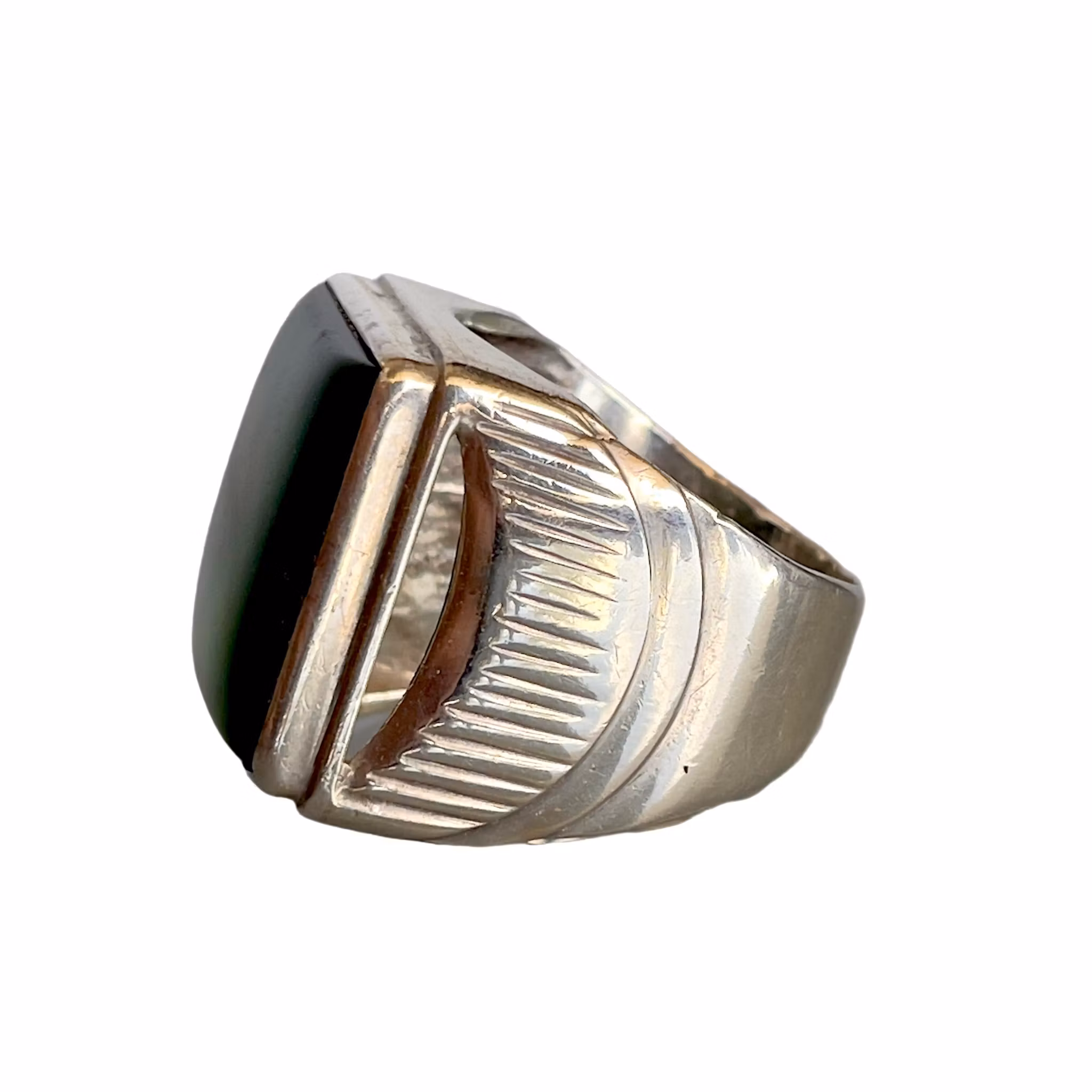Stor vintage ring i sterling silver 925 med grön jade - ca 25 ct