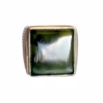 Stor vintage ring i sterling silver 925 med grön jade - ca 25 ct