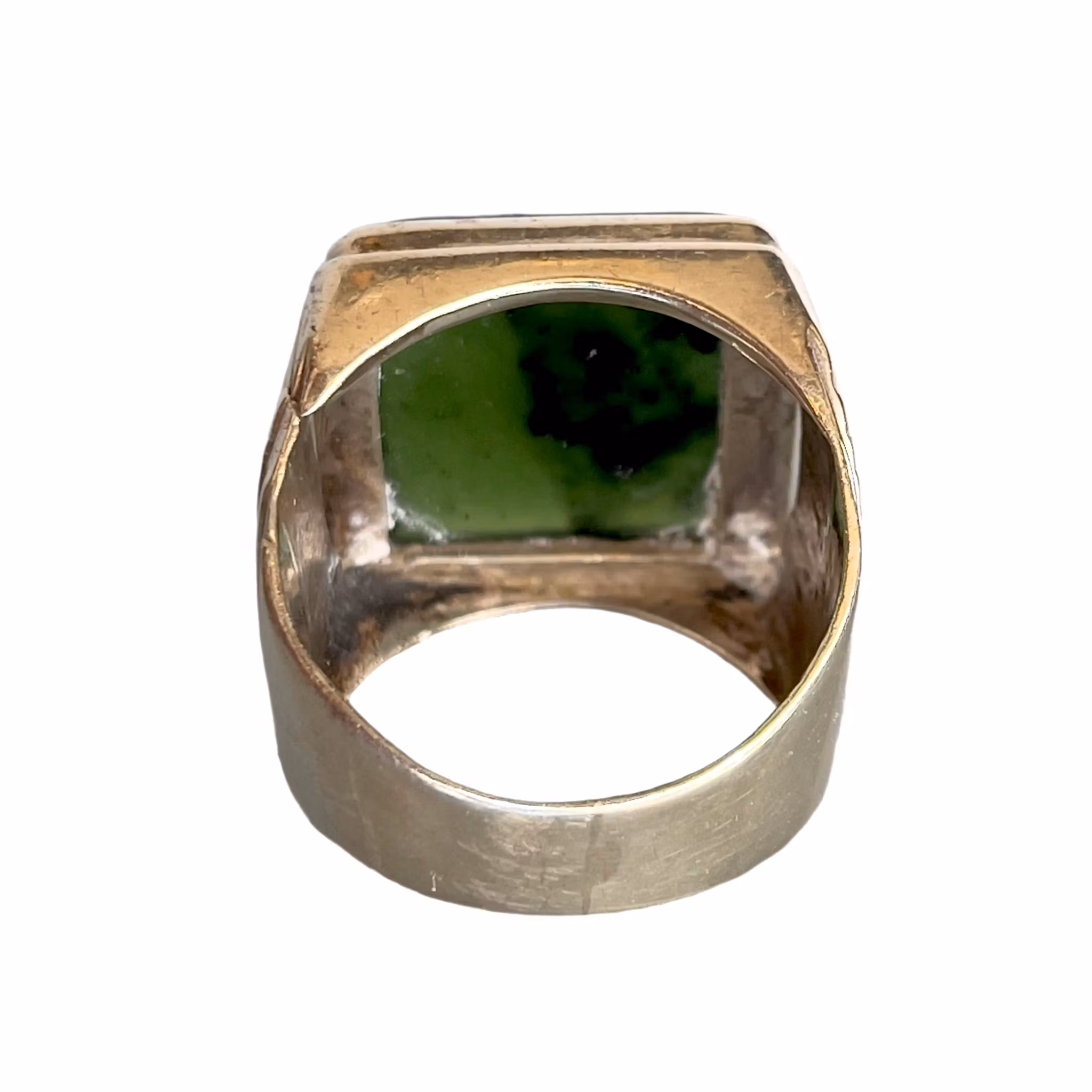 Stor vintage ring i sterling silver 925 med grön jade - ca 25 ct