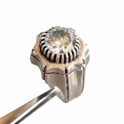 Stor solid ring i sterlingsølv 925 - Eksklusiv Moissanitt ca. 8 ct - 39 g