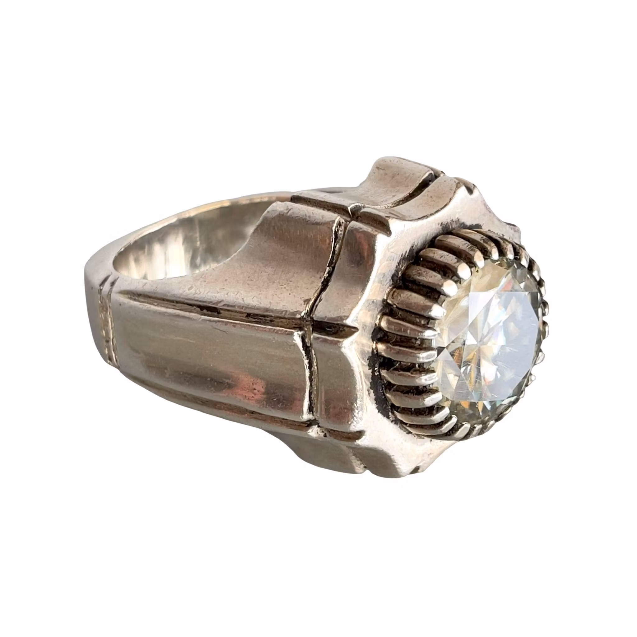 Stor massiv ring i sterling silver 925 - Exklusiv Moissanite ca 8 ct - 39 g
