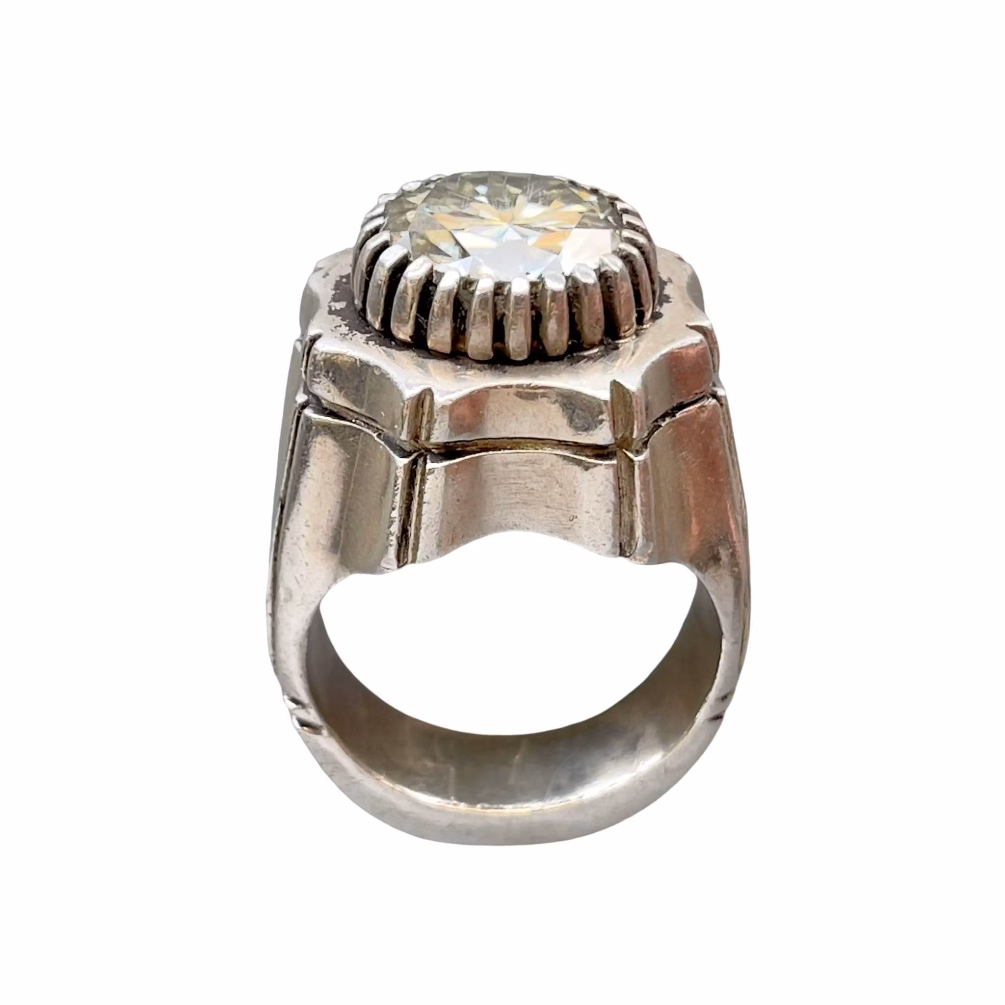 Stor massiv ring i sterling silver 925 - Exklusiv Moissanite ca 8 ct - 39 g