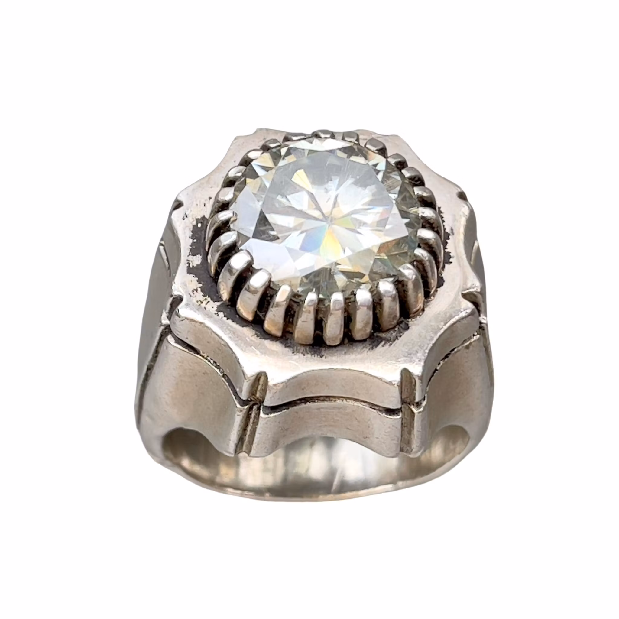 Stor massiv ring i sterling silver 925 - Exklusiv Moissanite ca 8 ct - 39 g