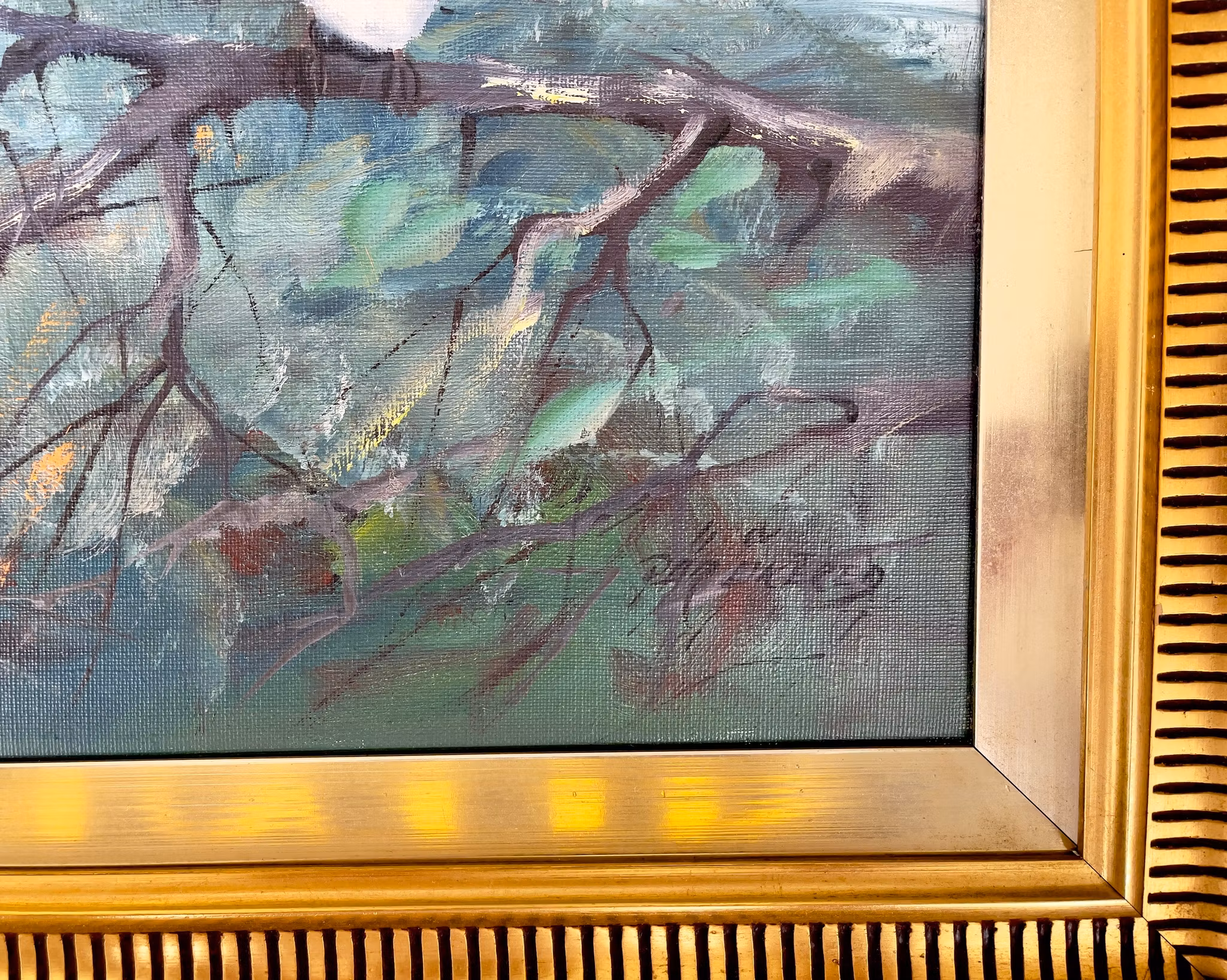 Per Åkered - Skator på grenar - Oljemålning på duk - Signerad