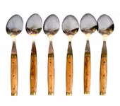Melron - 6 vintage matskedar - Rostfritt stål - Trähandtag - France
