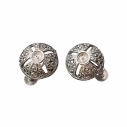Orecchini vintage in argento 925 con marcasiti - chiusura a vite