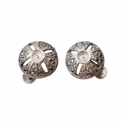 Orecchini vintage in argento 925 con marcasiti - chiusura a vite