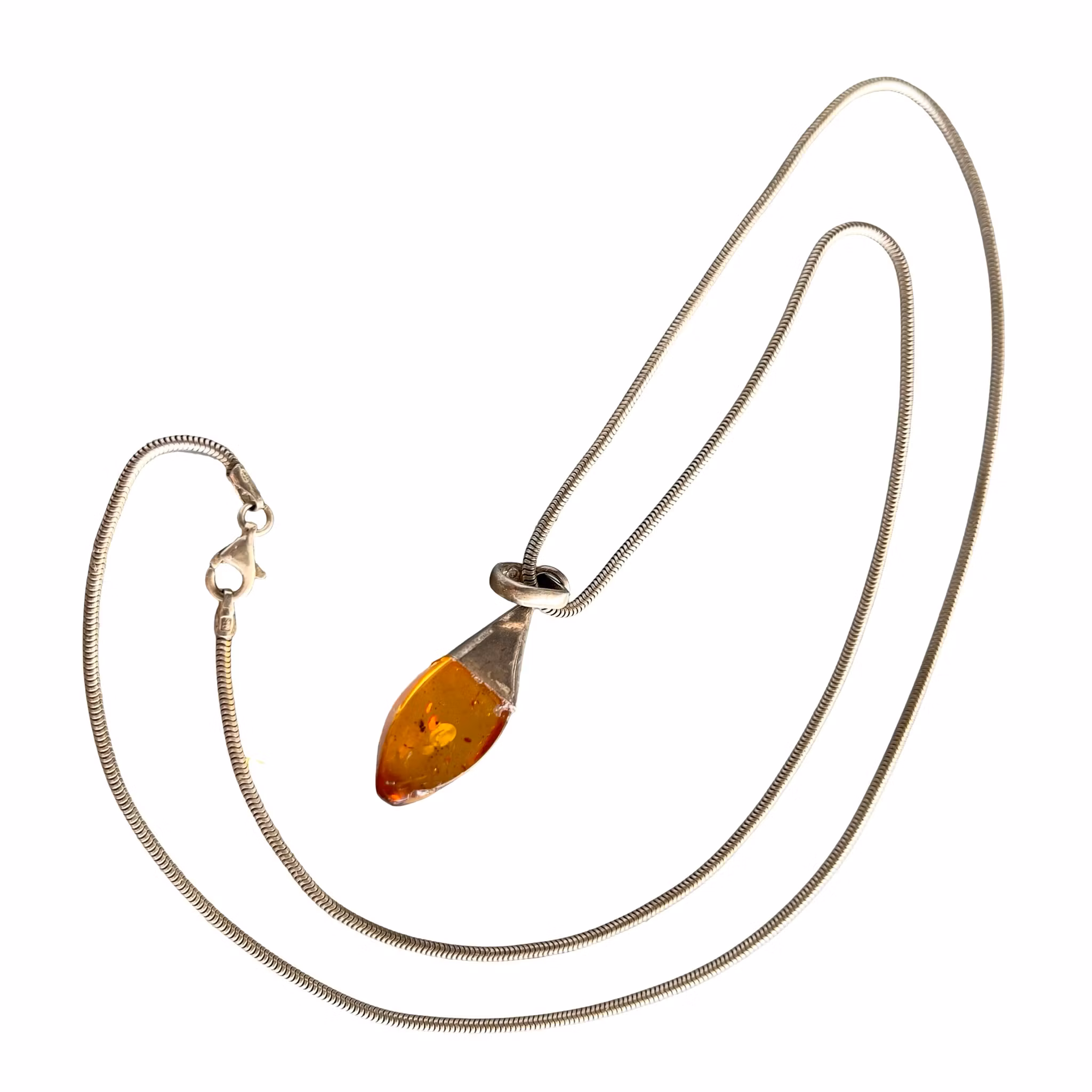 Vintage halsband med bärnsten - SCO sterling silver 925