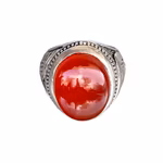 20 Ct Jemenitisk Aqeeq Agat Silverring - 33 g - Traditionellt Silverarbete