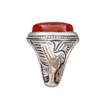 20 Ct Jemenitisk Aqeeq Agat Silverring - 33 g - Traditionellt Silverarbete