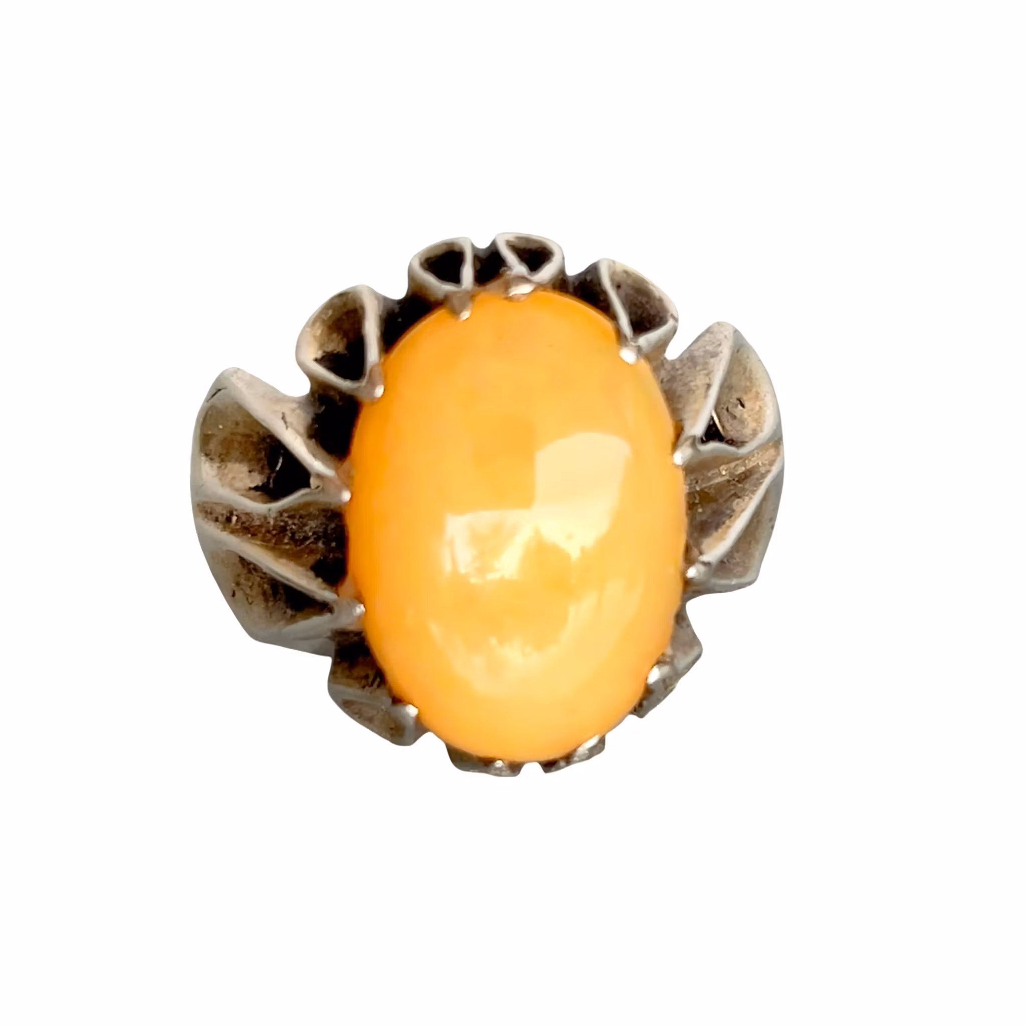 6,5 Ct Äkta Gul Opal - Vintage Silver Ring - 12,5 g