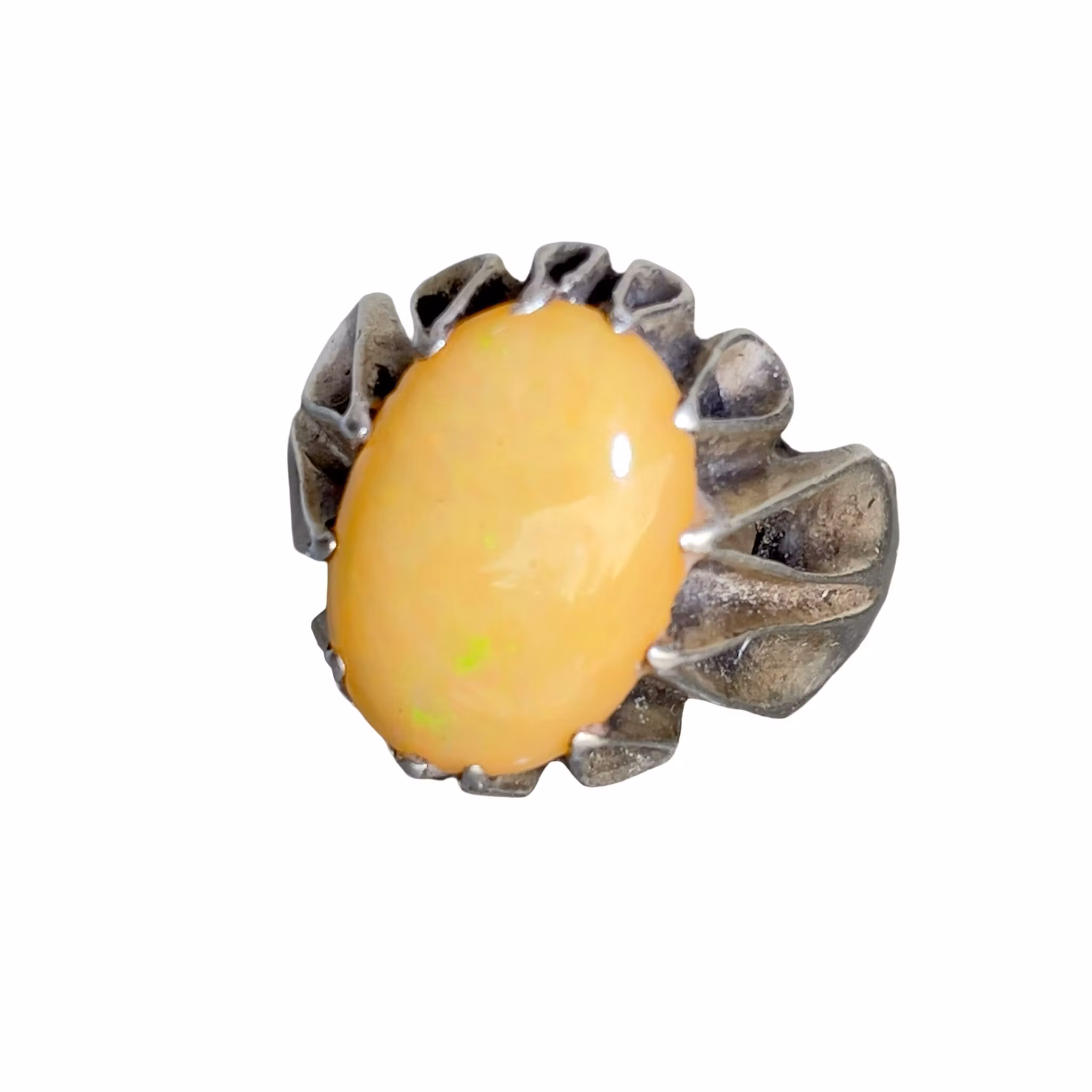 6,5 Ct Äkta Gul Opal - Vintage Silver Ring - 12,5 g