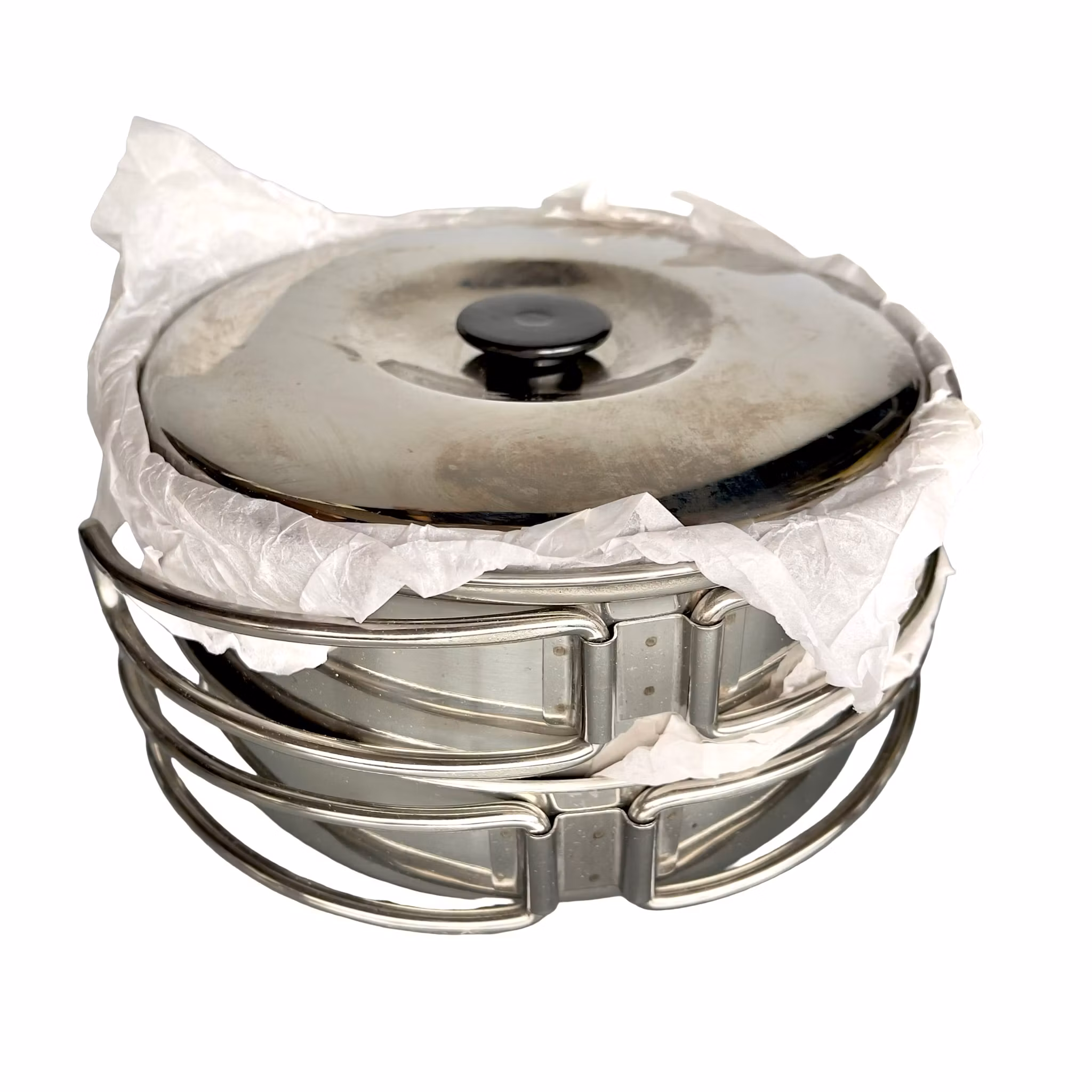 Camping Cookware kokkärlsset 6 delar - Rostfritt stål - Kastruller med lock