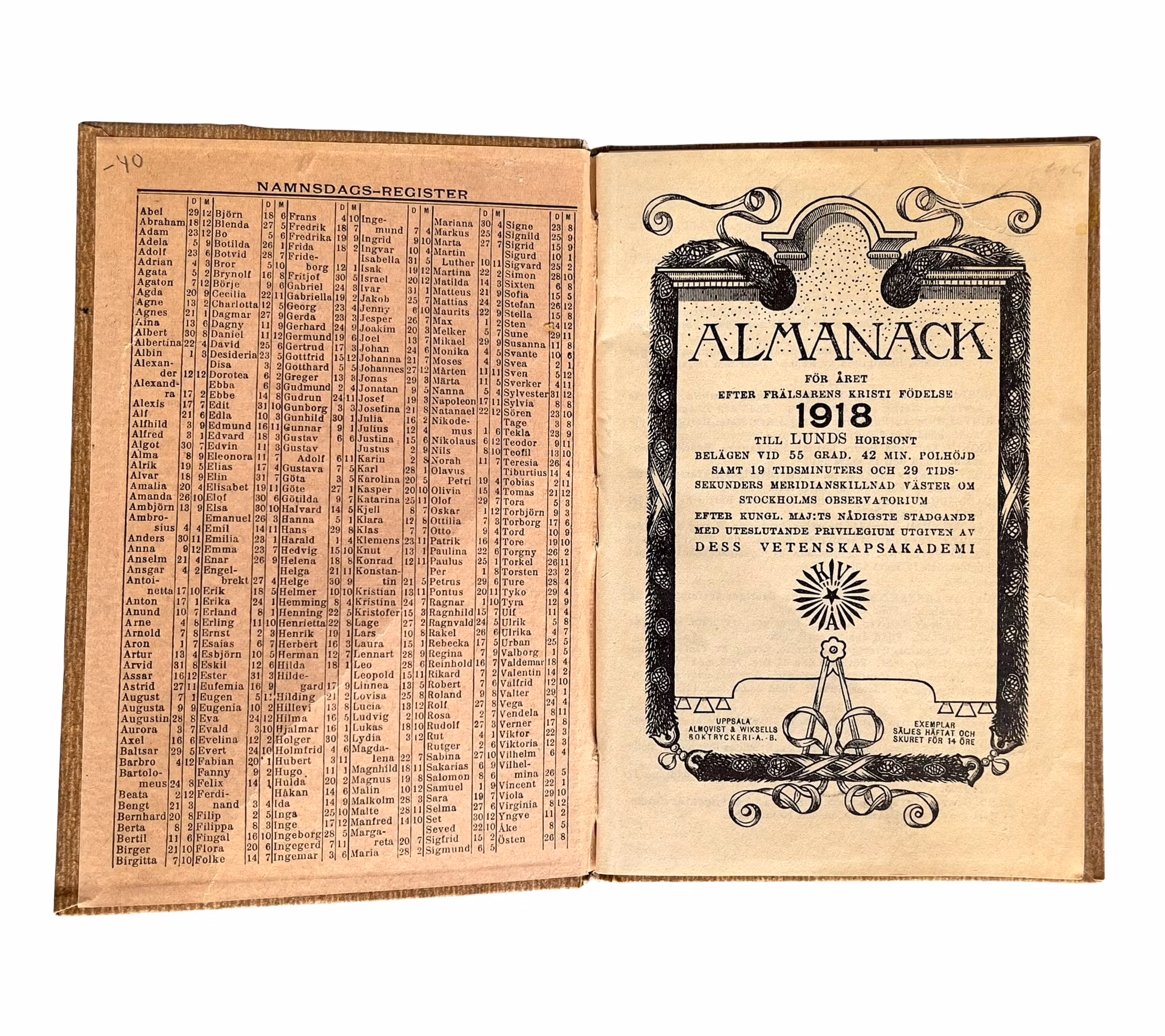 3 Äldre almanackor 1918, 1919 & 1949 - Lund - Dess Vetenskapsakademi