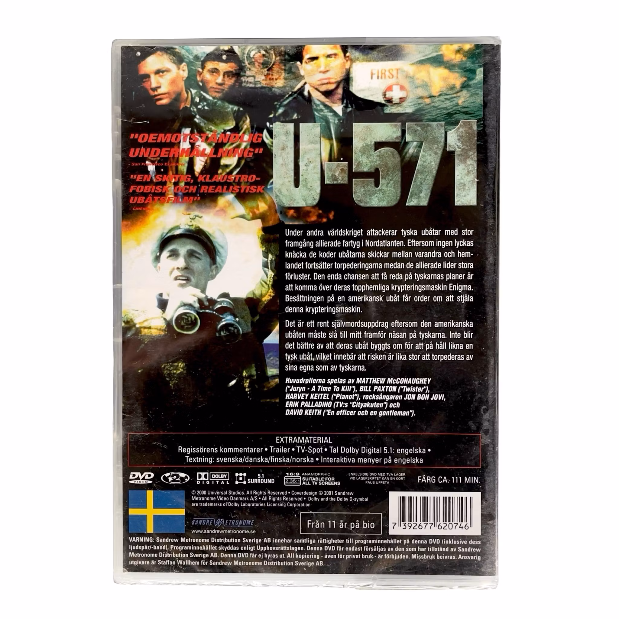 U-571 - Inplasta DVD - Matthew McConaughey - Harvey Keitel - Bill Paxton