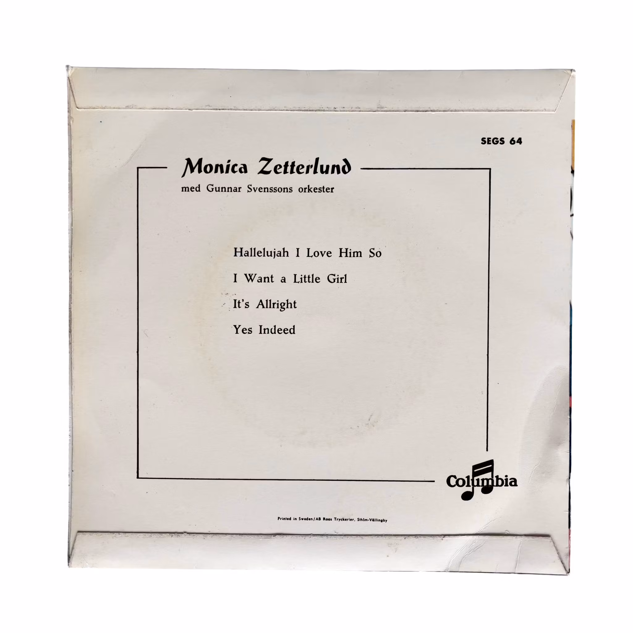 Monica Zetterlund - Hallelujah I Love Him So - EP vinyl 1959 - Columbia SEGS 64