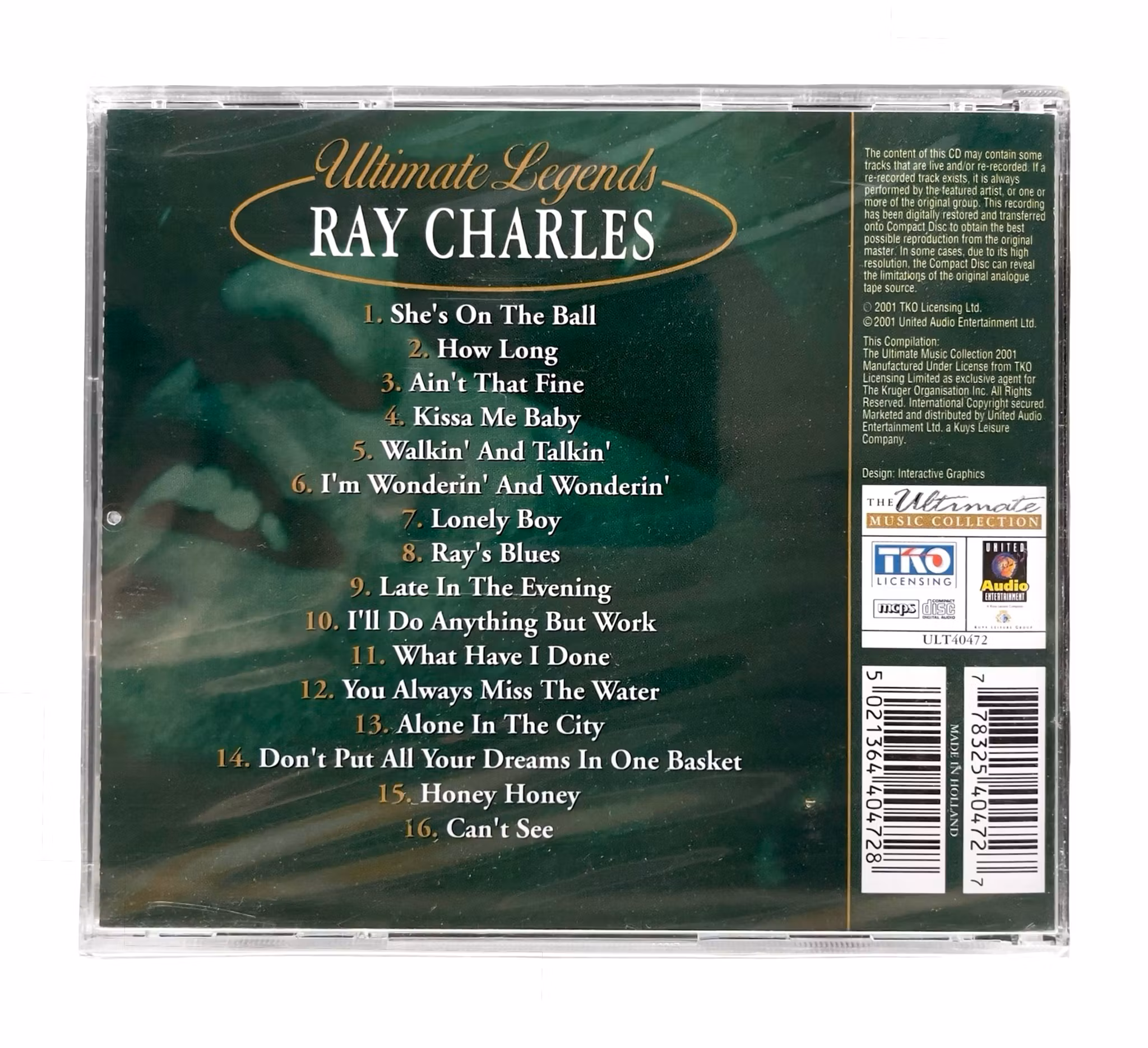 Ray Charles - Ultimate Legends - Inplastad CD 2001