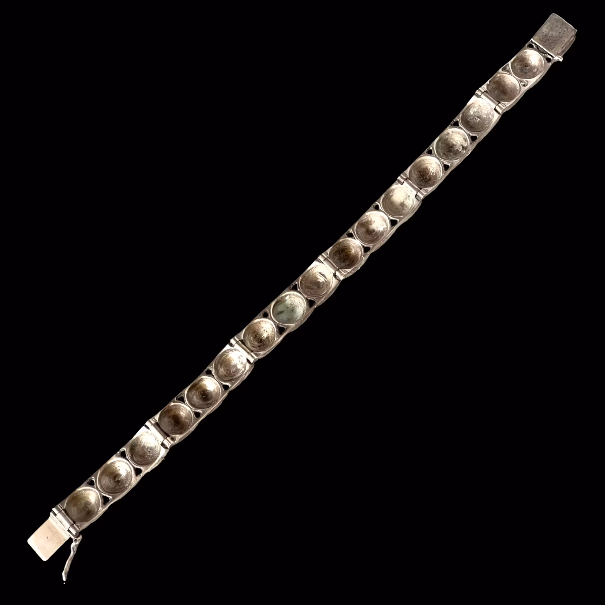 Äldre handarbetat silverarmband 830 s med turkos - Svensk importstämpel