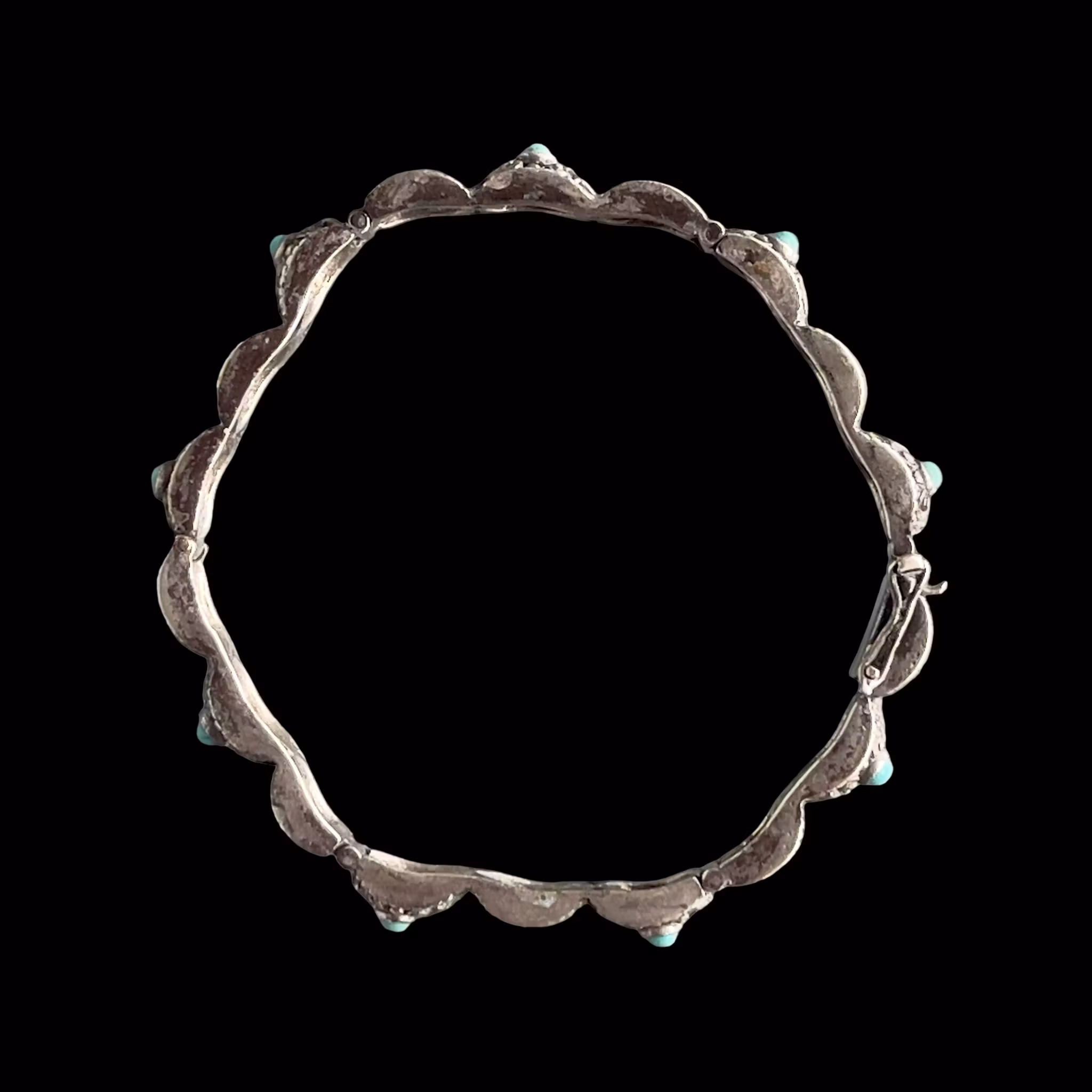 Äldre handarbetat silverarmband 830 s med turkos - Svensk importstämpel