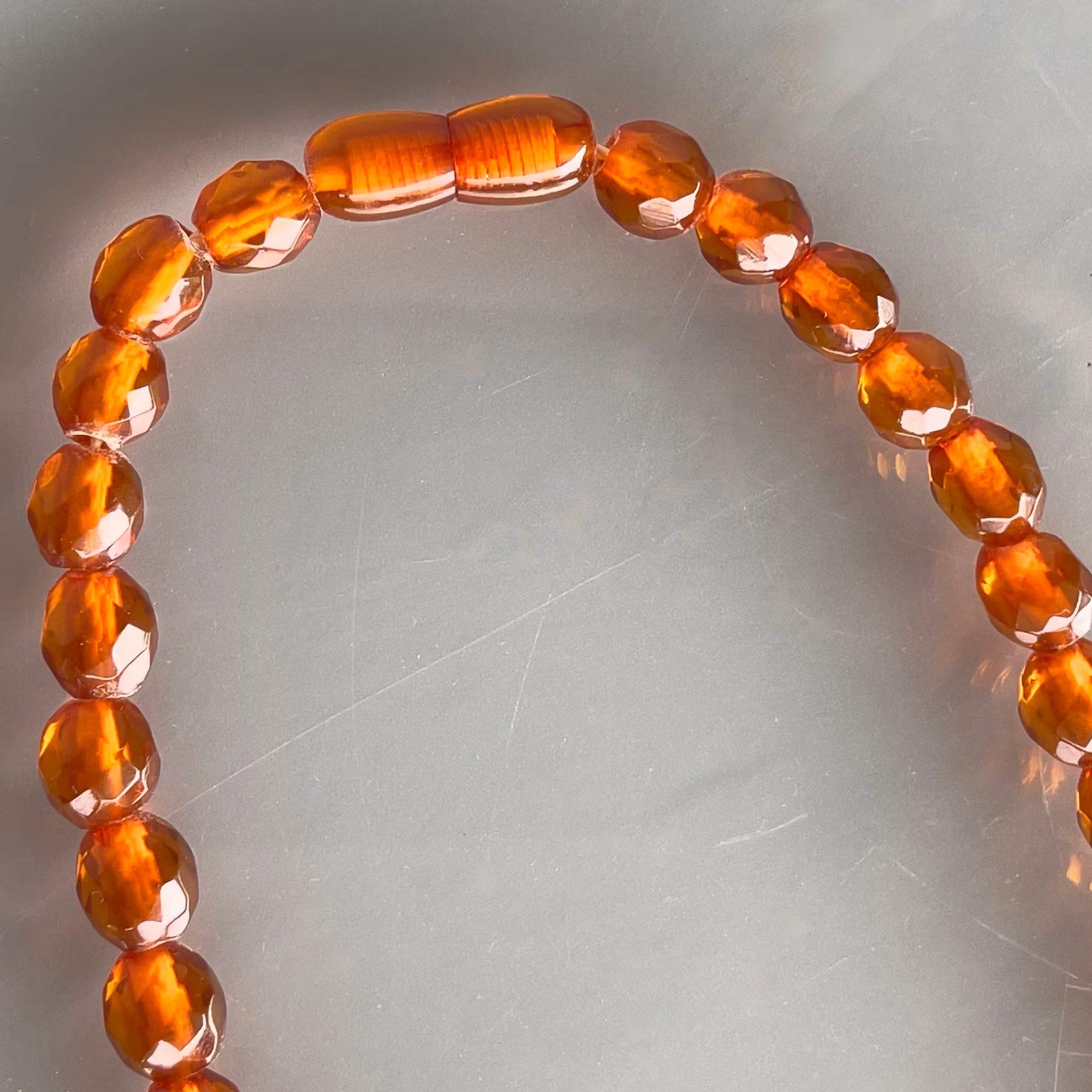 Vintage bärnstens collier - Fasett slipade graderade pärlor