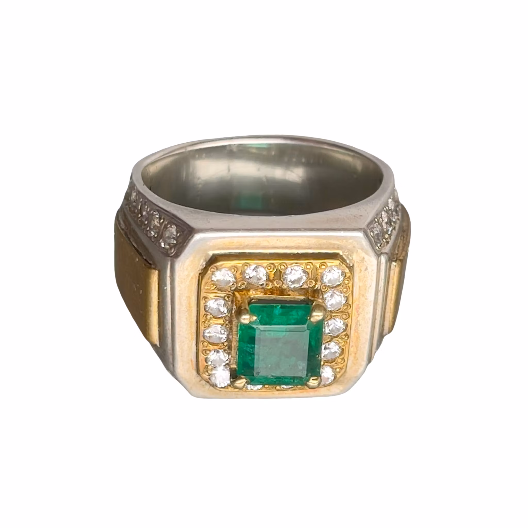 Exklusiv 2 ct naturlig smaragd silverring 925 - 13 g