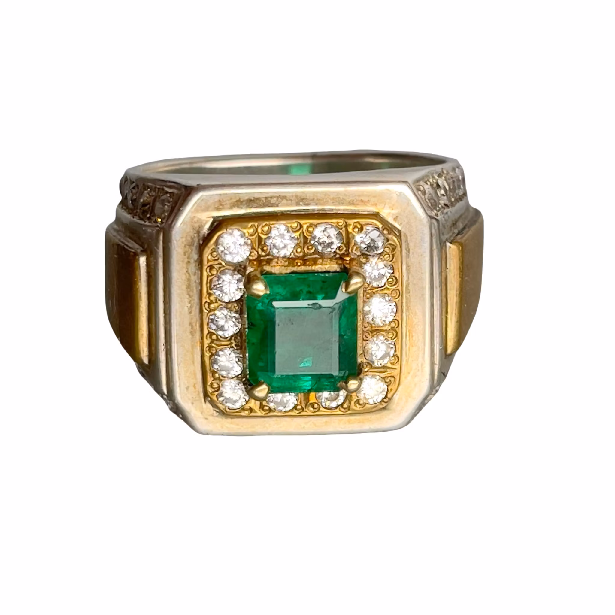 Exklusiv 2 ct naturlig smaragd silverring 925 - 13 g