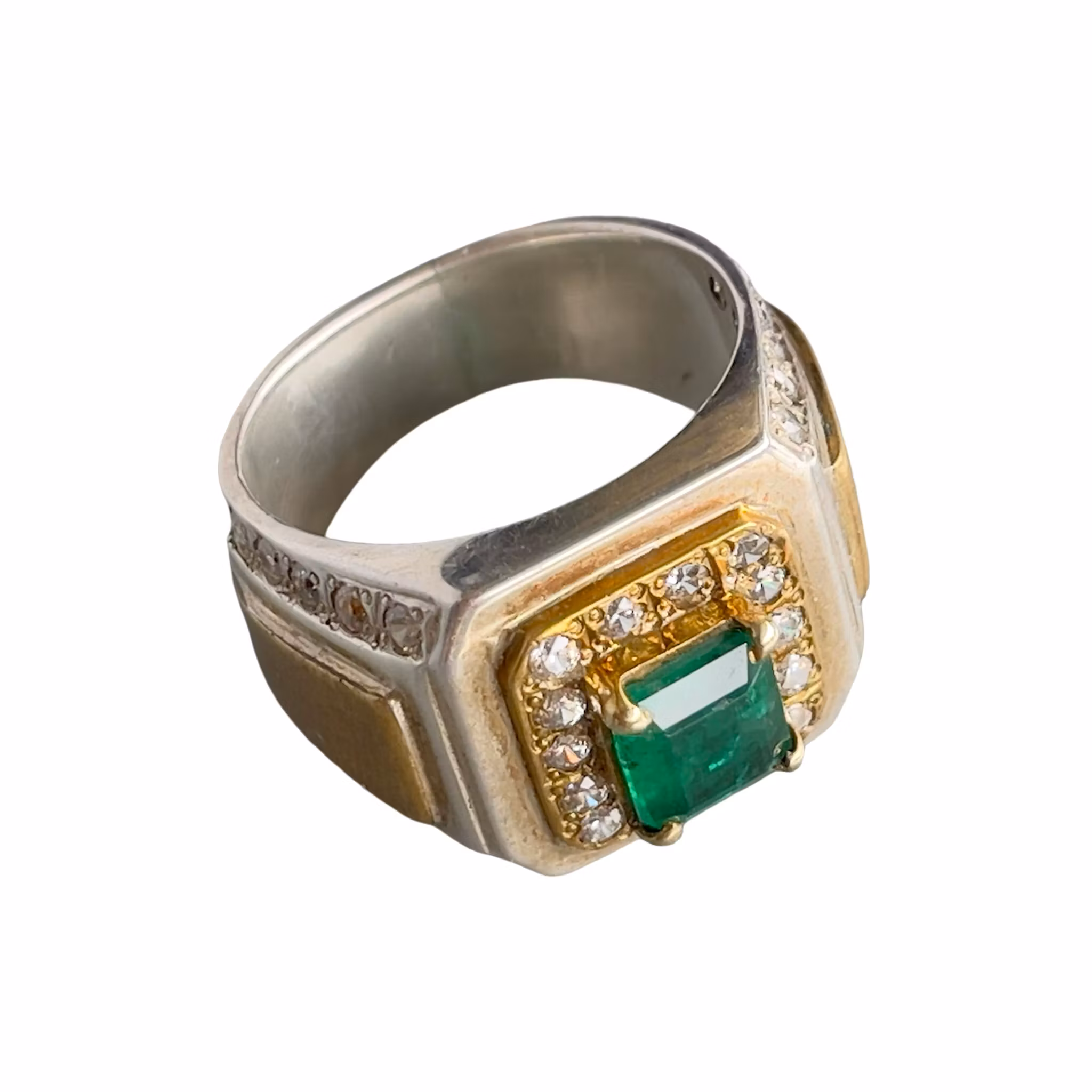 Exklusiv 2 ct naturlig smaragd silverring 925 - 13 g