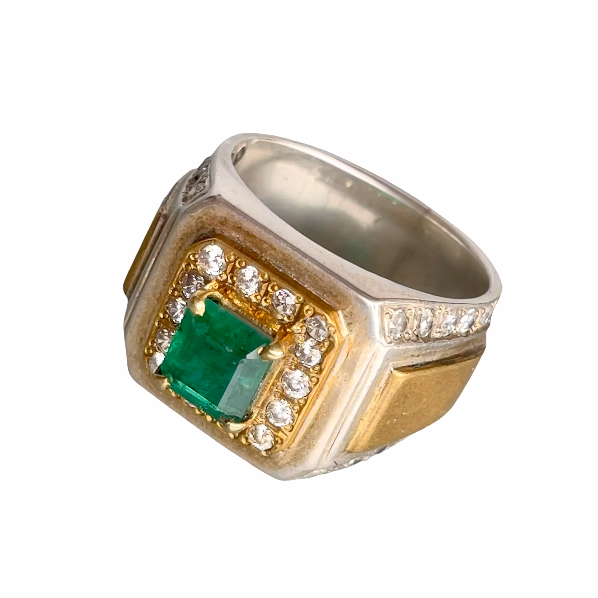 Exklusiv 2 ct naturlig smaragd silverring 925 - 13 g